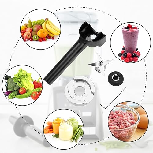 Miniatura 6 de Mezclador de 4 cuchillos con tuerca de retención, enchufe de accionamiento, llave, kit de reparación de herramientas de extracción, pieza de