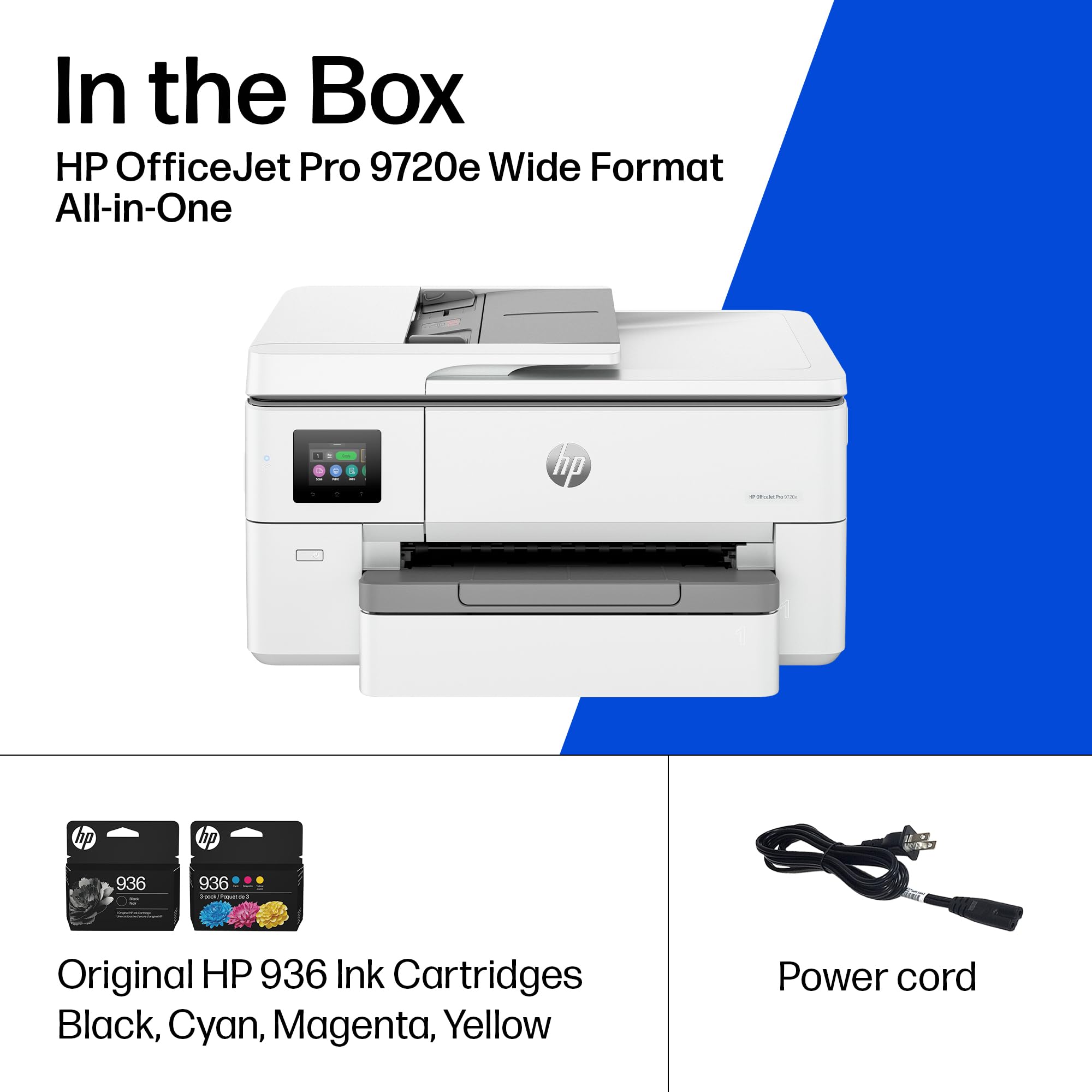 HP OfficeJet Pro 9720e Wide Format Wireless All-in-One Color Inkjet Printer, Print, scan, Copy, ADF, Duplex Printing Best-for-Office, 3 Months of Instant Ink Included, AI-Enabled (53N95A)