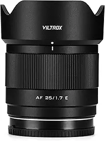 VILTROX 25mm F1.7 Lente de Câmera Lente Grande Angular Foco automático grande abertura APS-C lens Pocket Dispo lente compatível com câmeras Sony E Mount A6400 A6500 A6600 A6700 ZV-E10 II FX30 A6000
