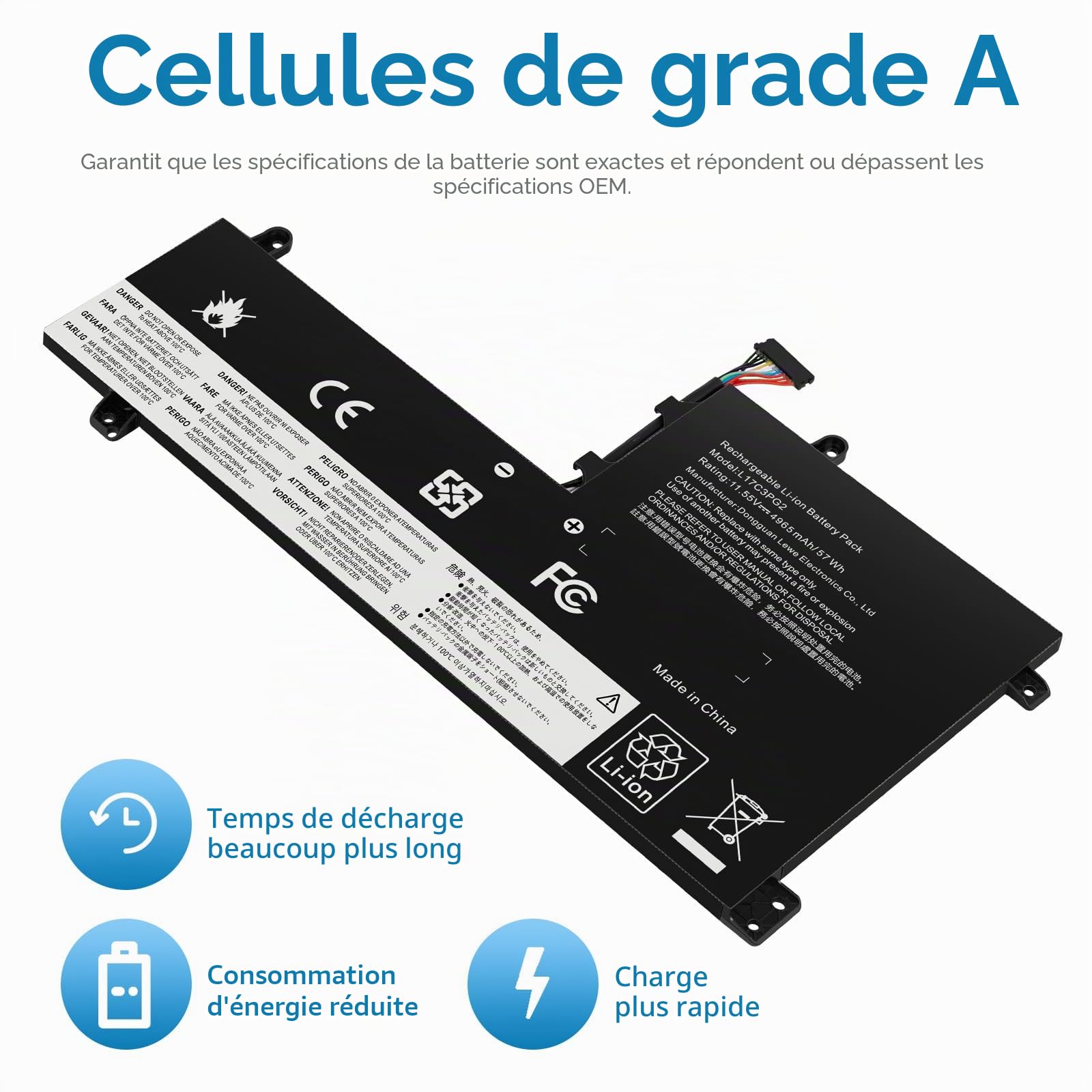 ASUNCELL 11.55V/57Wh L17C3PG2 Batterie d'ordinateur Portable pour Lenovo Legion Y530-15ICH Y540-15IRH Y545-PG0 Y730-15ICH Y740-15IRH Y740-15ICHG Y7000P Series, L17M3PG2 L17C3PG2