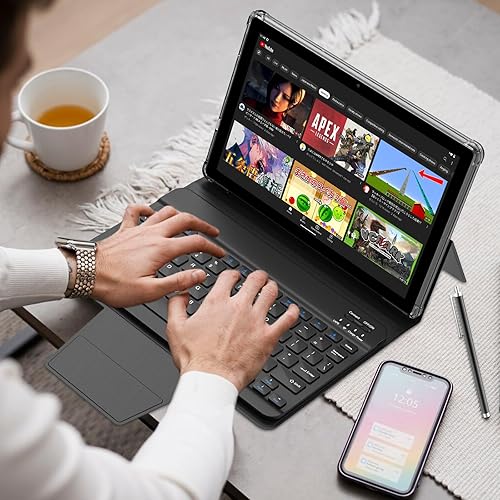 Miniatura 7 de Tablet 2 en 1 de 10 pulgadas, Android 12 tabletas con teclado, 10 GB de RAM 64 GB ROM 1 TB Tablet PC expandible, pantalla IPS, cámara HD de 2+8 MP,