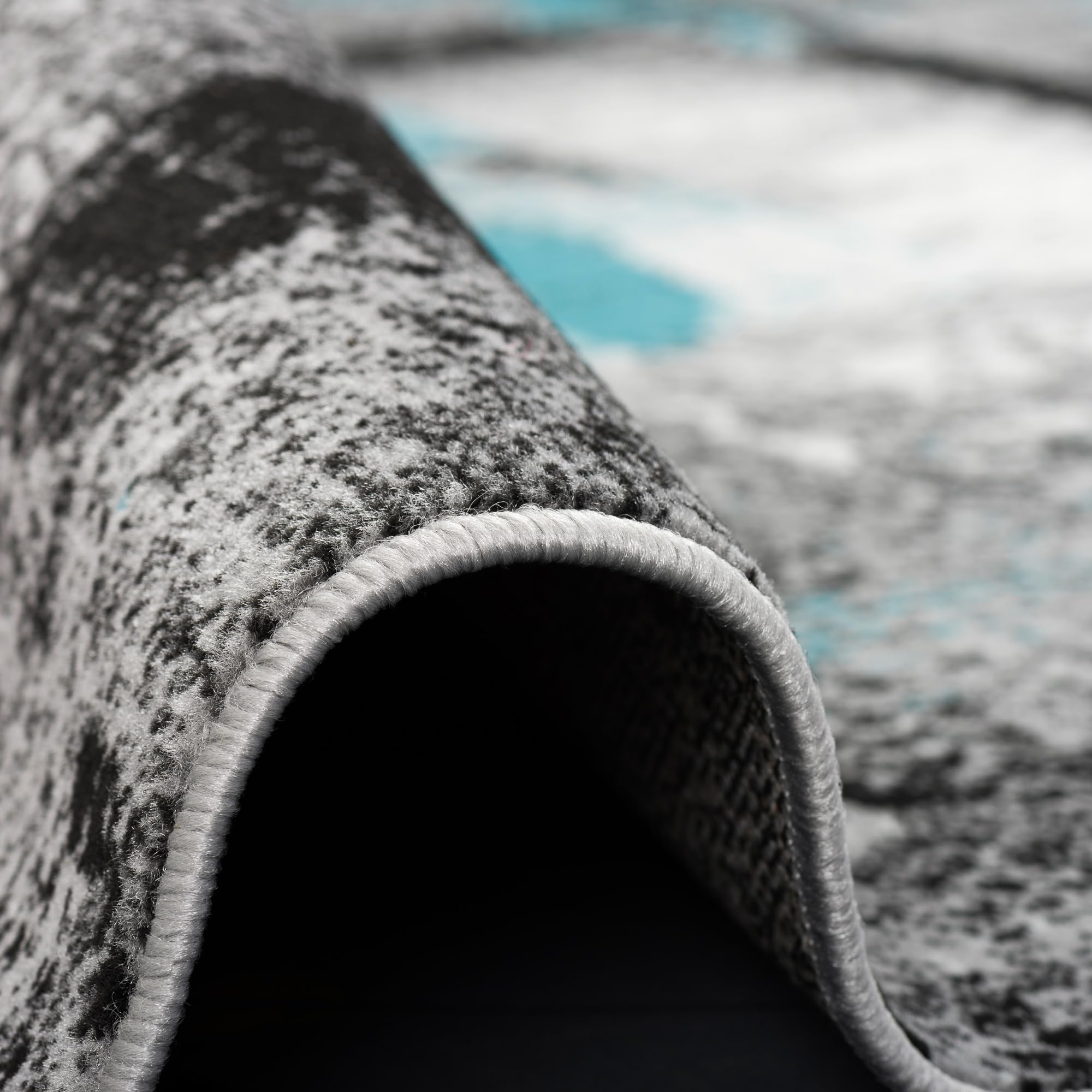 Samba - Tapis de designer - Gris Moderne Turquoise Urbain - 5 tailles