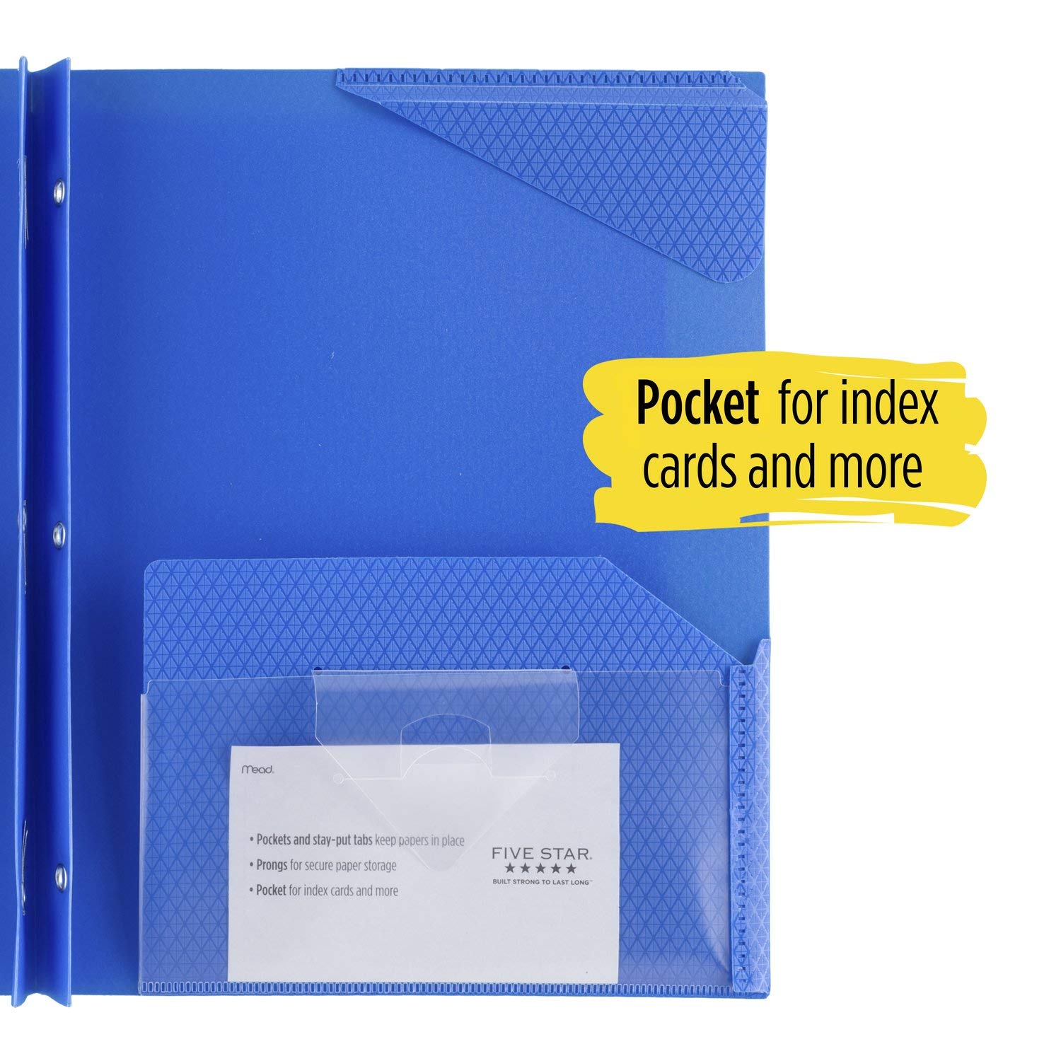 Five Star 2Pocket Folder, StayPut Folder, Plastic Colored Folders with Pockets & Prong