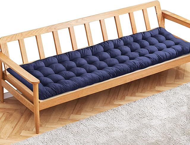 PLULON Blue Garden Bench Cushion, 2/3 Seater Garden Chair Pad Porch Swing Chair Cushion Bench Seat Pad Mat Furniture Pad for Garden Patio Lawn Lounger Bench 120x48cm (Blue)