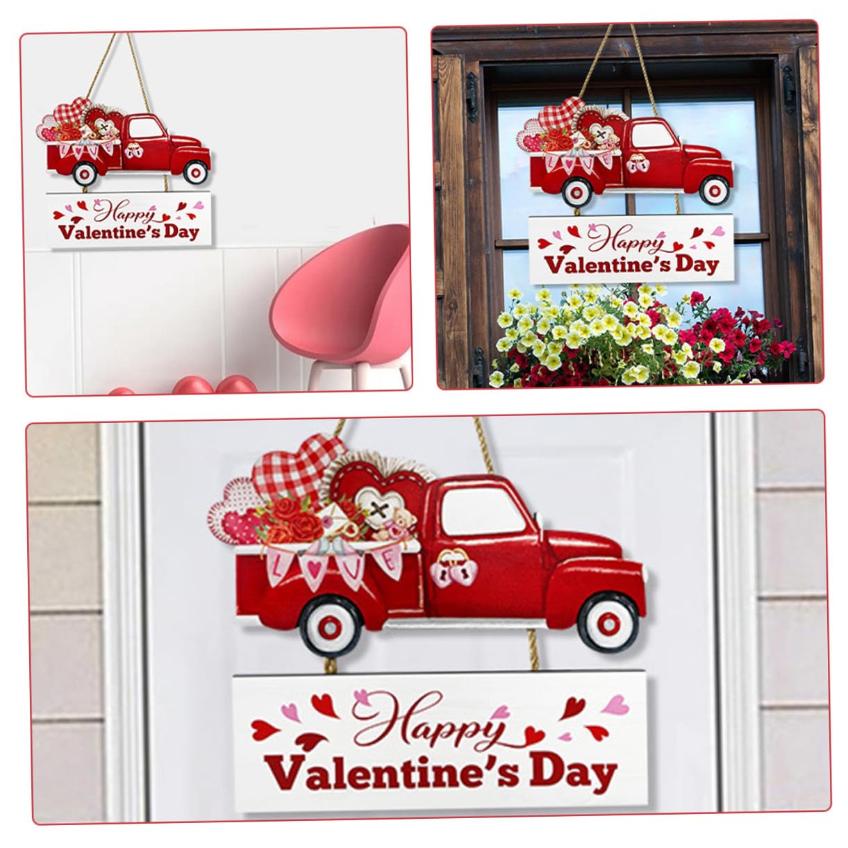 2 Piezas Puerta De Madera Letrero Colgante De Madera Día De San Valentín Decoración Para Puertas Colgantes Al Aire Para Jardín o Porche