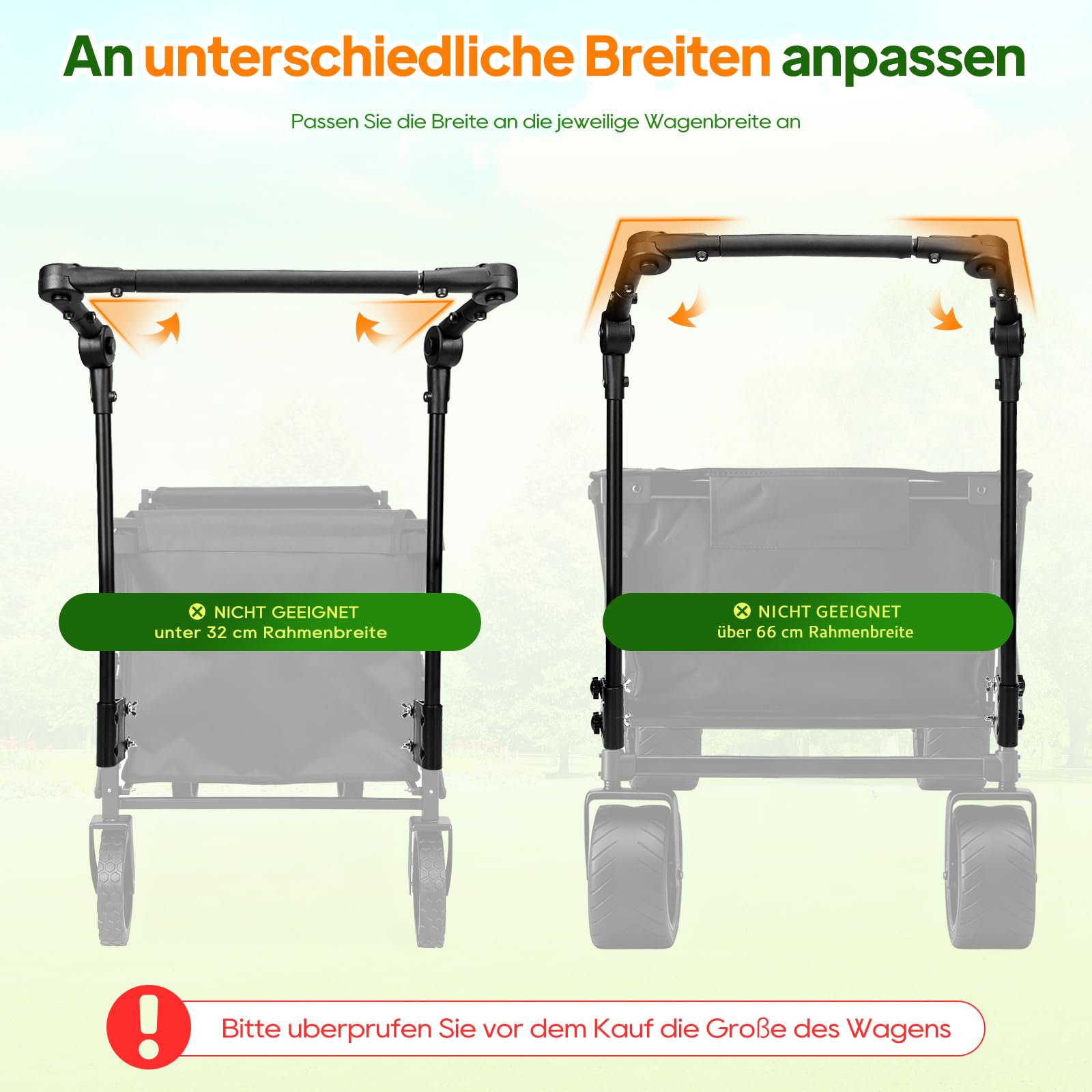 Upgrade - Carrito de repuesto para carrito, mango plegable, mango ergonómico, accesorio de acero para exteriores, camping y playa