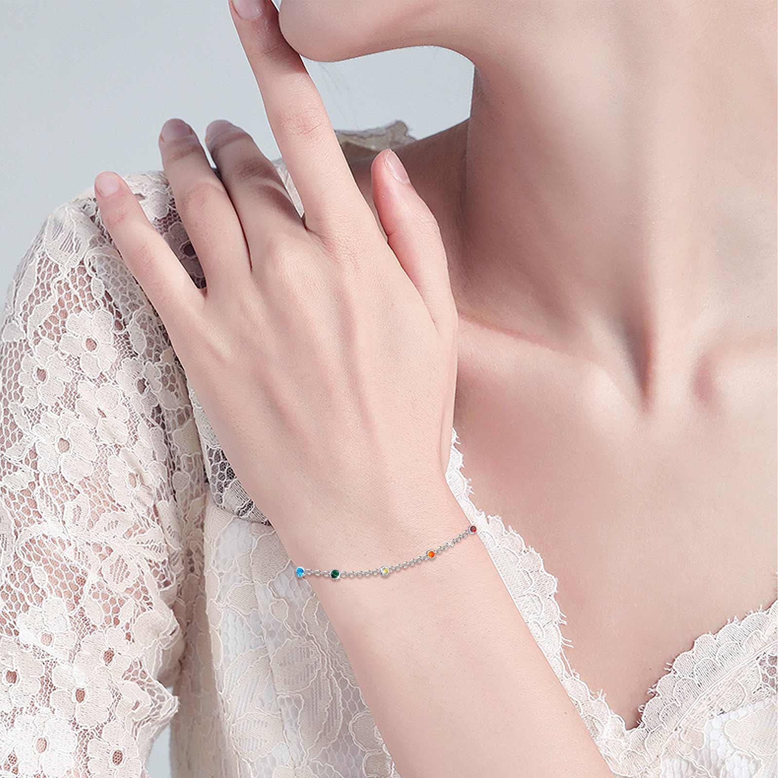 Pulsera de Chakra, pulsera de Yoga de plata de ley 925, joyería de Yoga para mujer, pulsera de 7 Chakras, amuleto, brazalete, regalos para mujeres y niñas