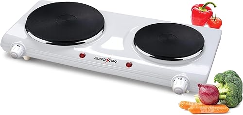 Miniatura 7 de Eurostar es212bk quemador doble con placas de plana de hierro fundido