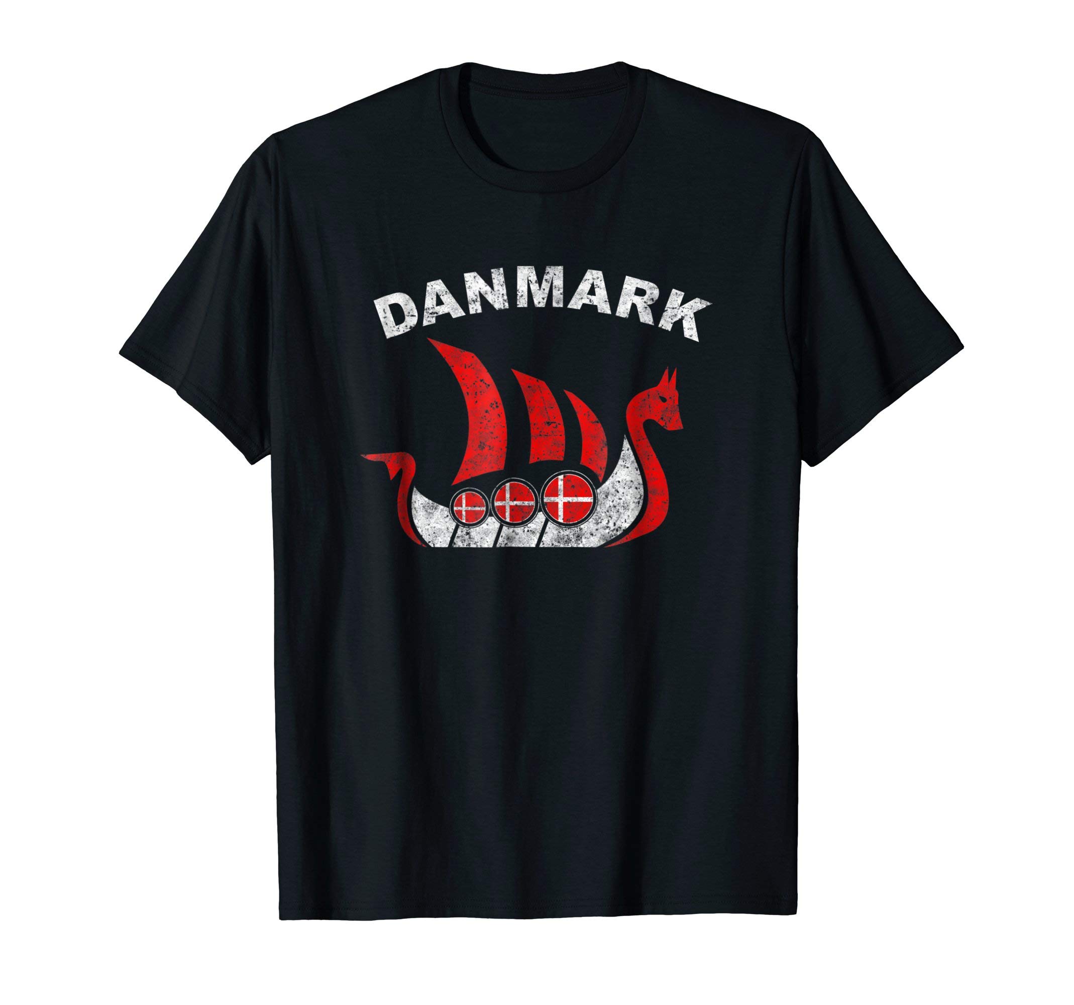 Danmark Viking Ship T Shirt Denmark Flag colors T-Shirt