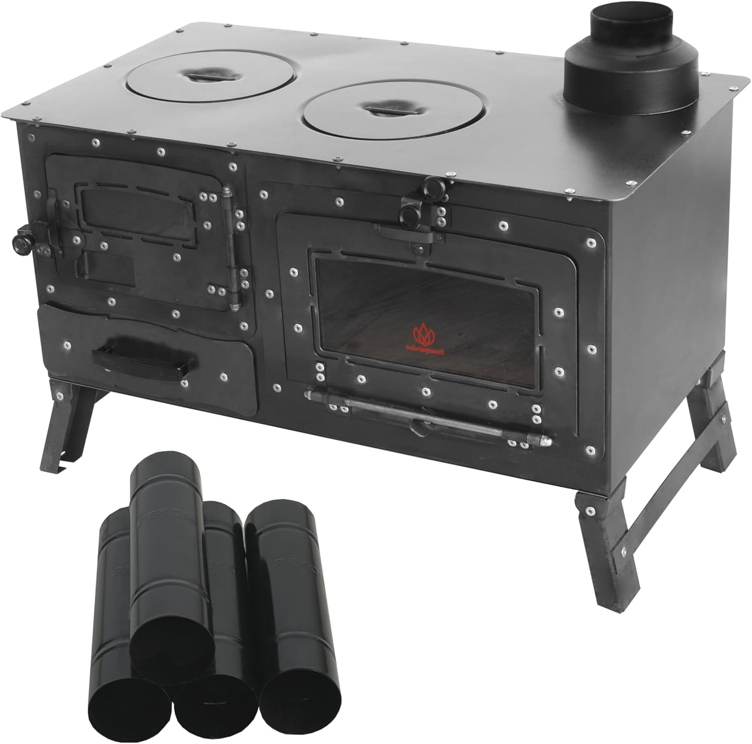 Camping Stove, Tent Wood Stove,hunting lodge Burning stove, cooking plow with Oven cooking partition (Stove with 8 pipe)