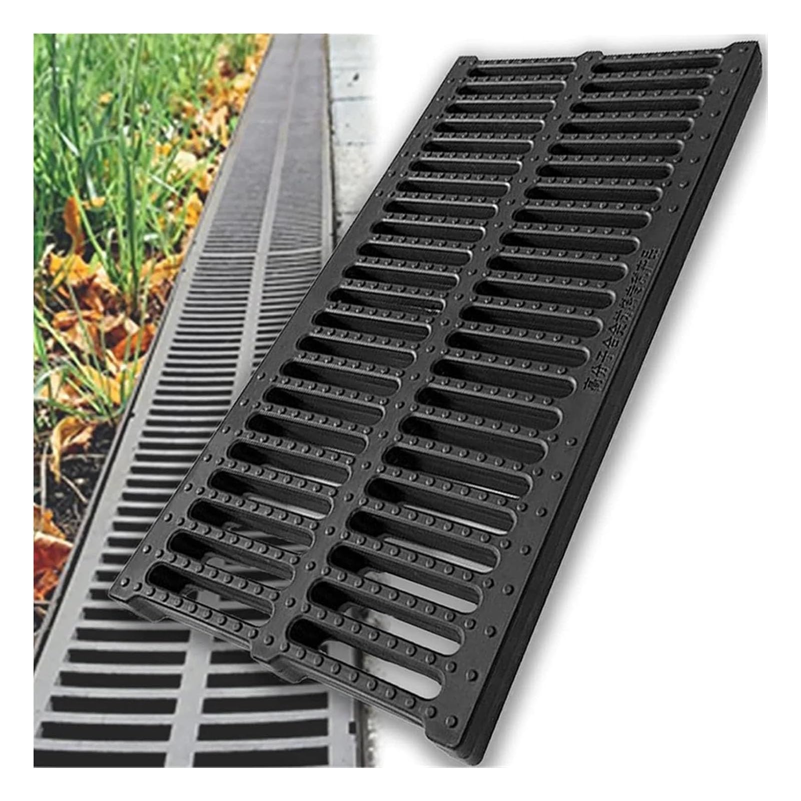 Drain Grate Polymer Plastic Outdoor Drain Grate, Rectangular Trench Drain Covers for Yard Driveway Garage Garden, Rainwater and Sewer Drainage Grates(50x30x2cm/19.7x11.82x0.8in)