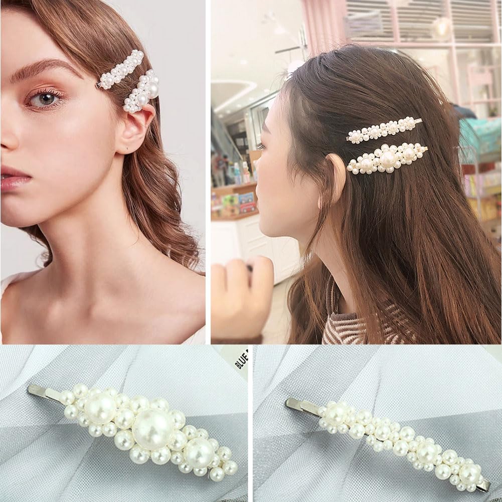 Pearl Hair Clips, 5 Pcs Handmade Fashion Pearl Hair Accessories, Party Wedding Daily Hair Clips, Gifts for Women Girls - Image 4