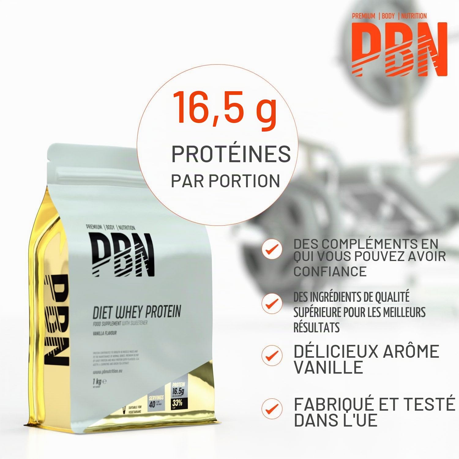 PBN - Premium Body Nutrition Whey Minceur 1kg Sachet, Vanille