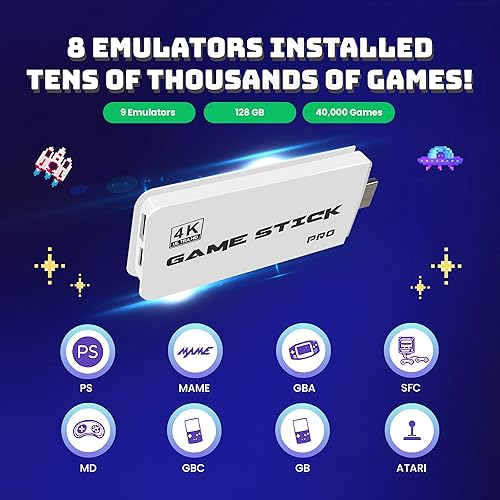 Miniatura 5 de Boltz Retro Stick Gaming Stick  Retro Gaming Console with 40,000+ Classic Video Games, 9 Emulators, 128GB Storage, Plug & Play 4K HDMI Output,