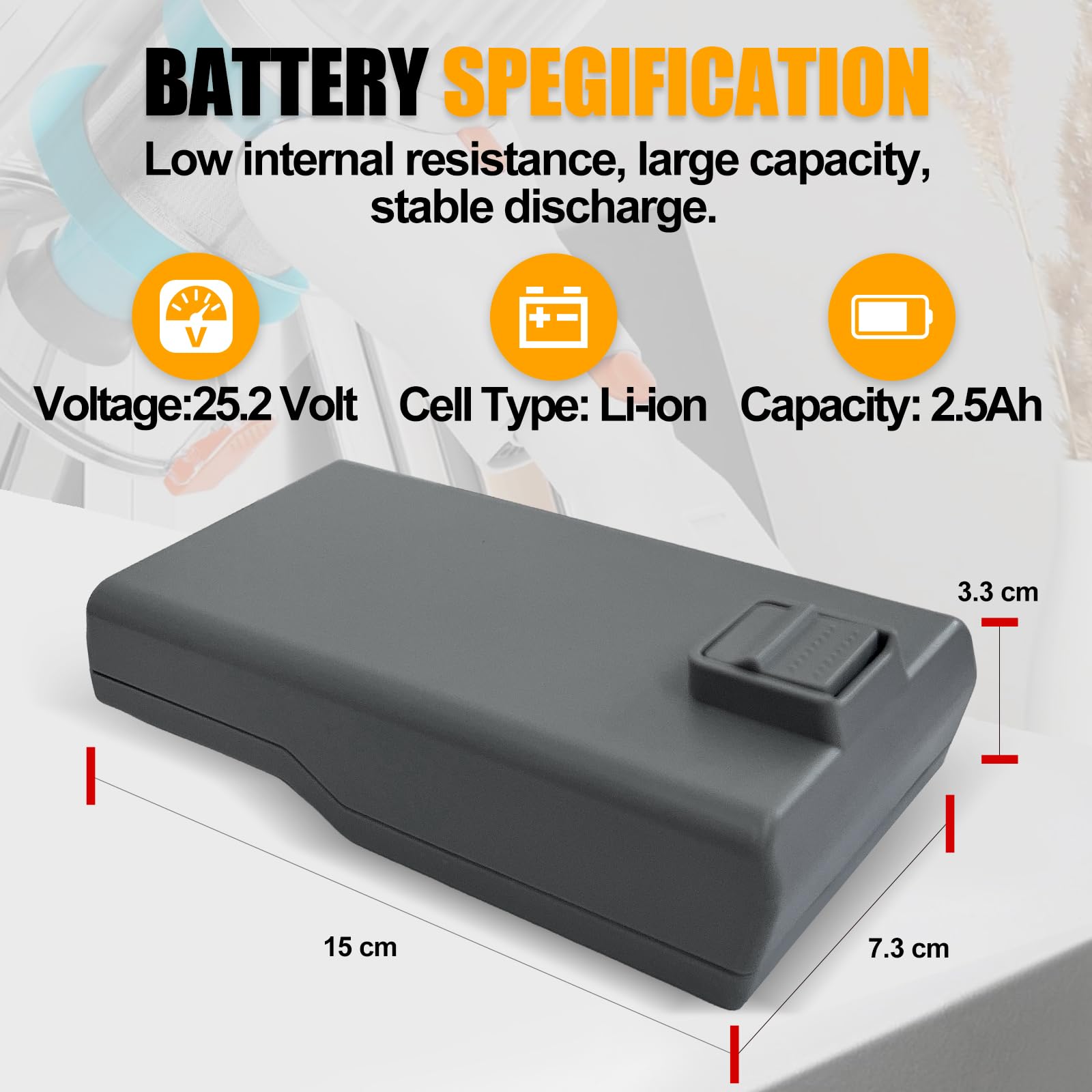 Akku für Genius Invictus X7, X7-01, X9, X9-01, A8, A9 Staubsauger, Ersatz für Modell 101904370, ZB1669-7S1P-01, 25,2Volt, 2500mAh, 63Wh. (Invictus X7/X9)