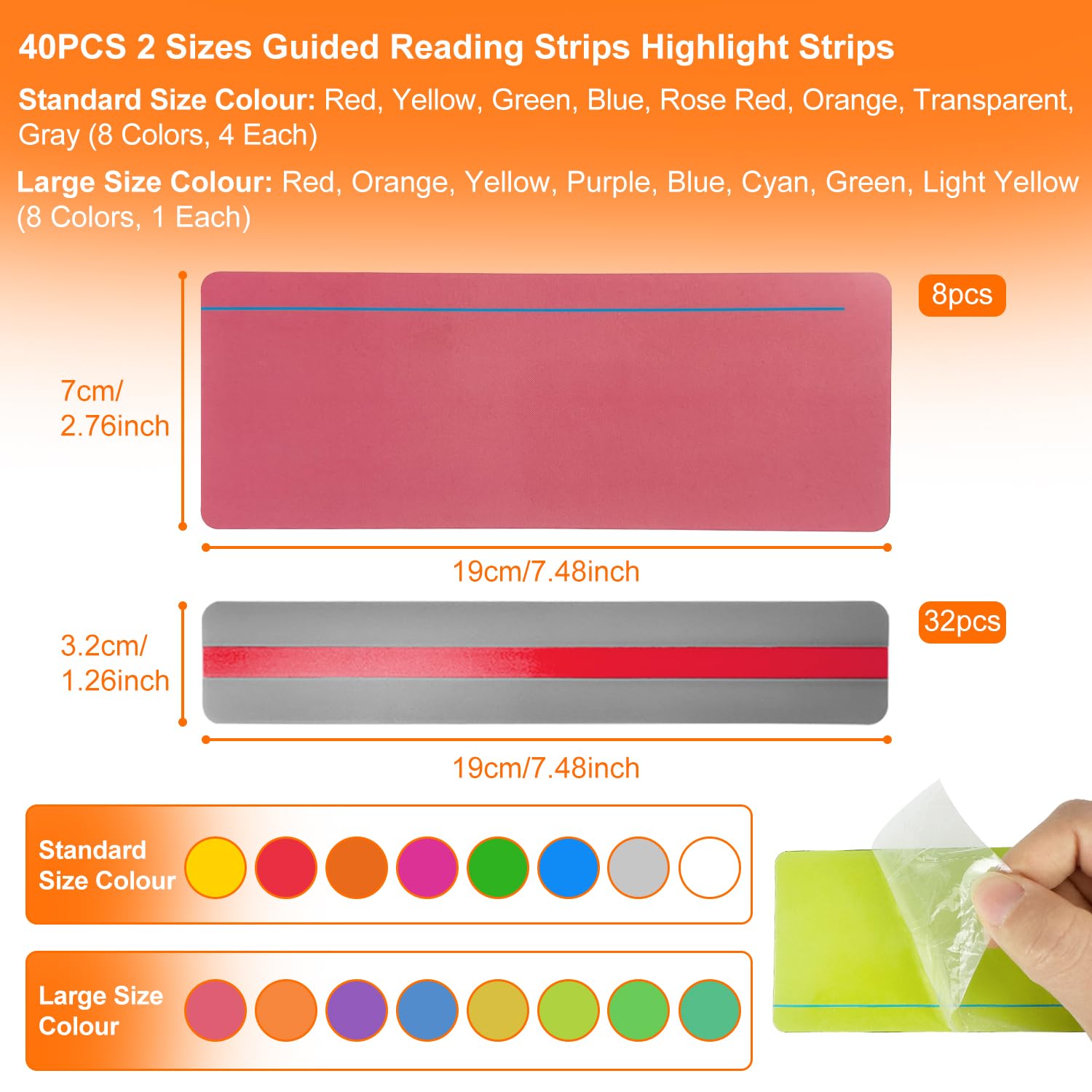 8 Strisce Di Lettura Guidata Multicolore – Righelli Segnalibro Per Bambini, Insegnanti E Dislessici, 19x3,2 Cm
