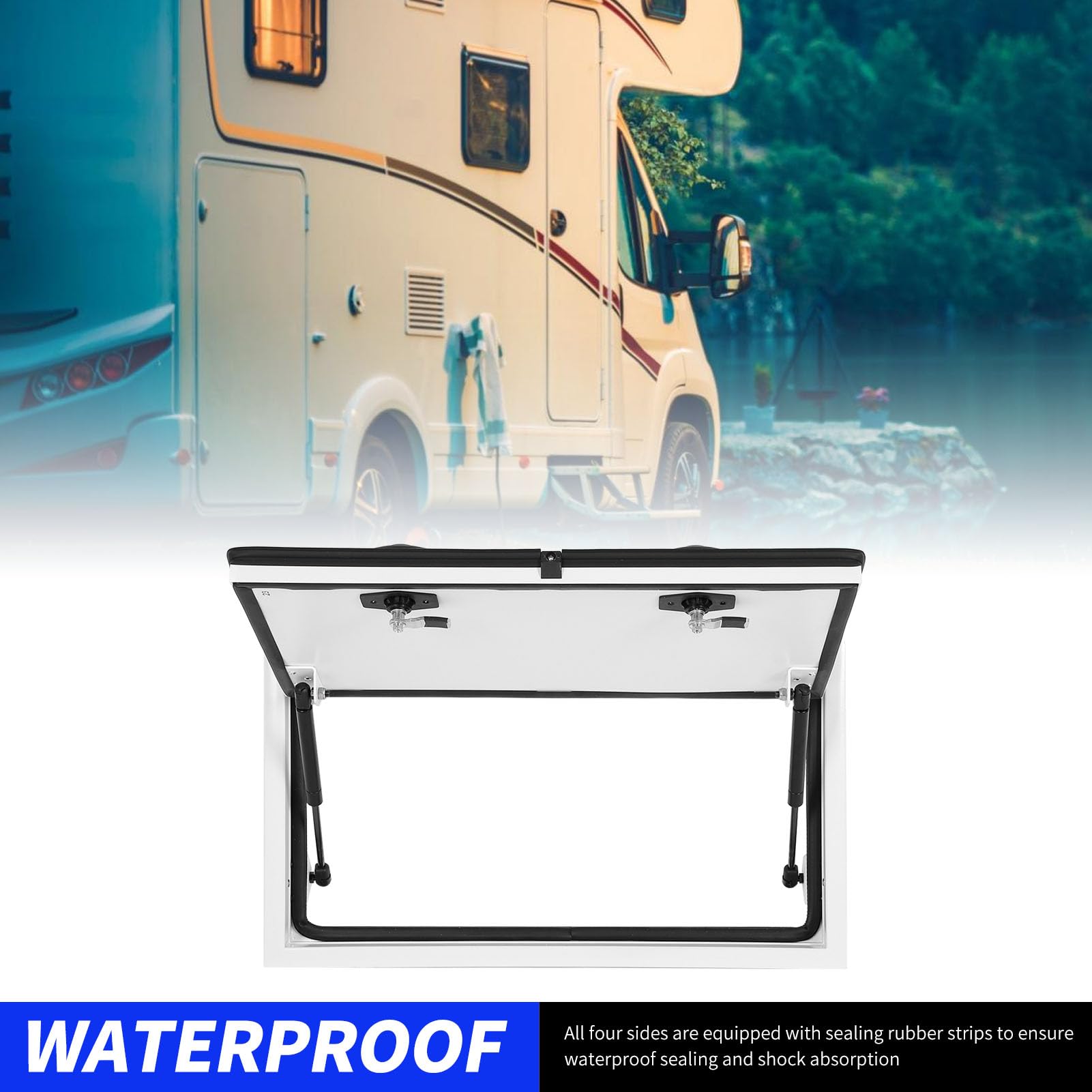 Jiawu Porte à Bagages pour Camping-Car, Porte de Rangement pour Compartiment de Rangement pour Camping-Car, 61 X 30,5 Cm, Porte D'accès Robuste avec Barres de Support et Verrou de