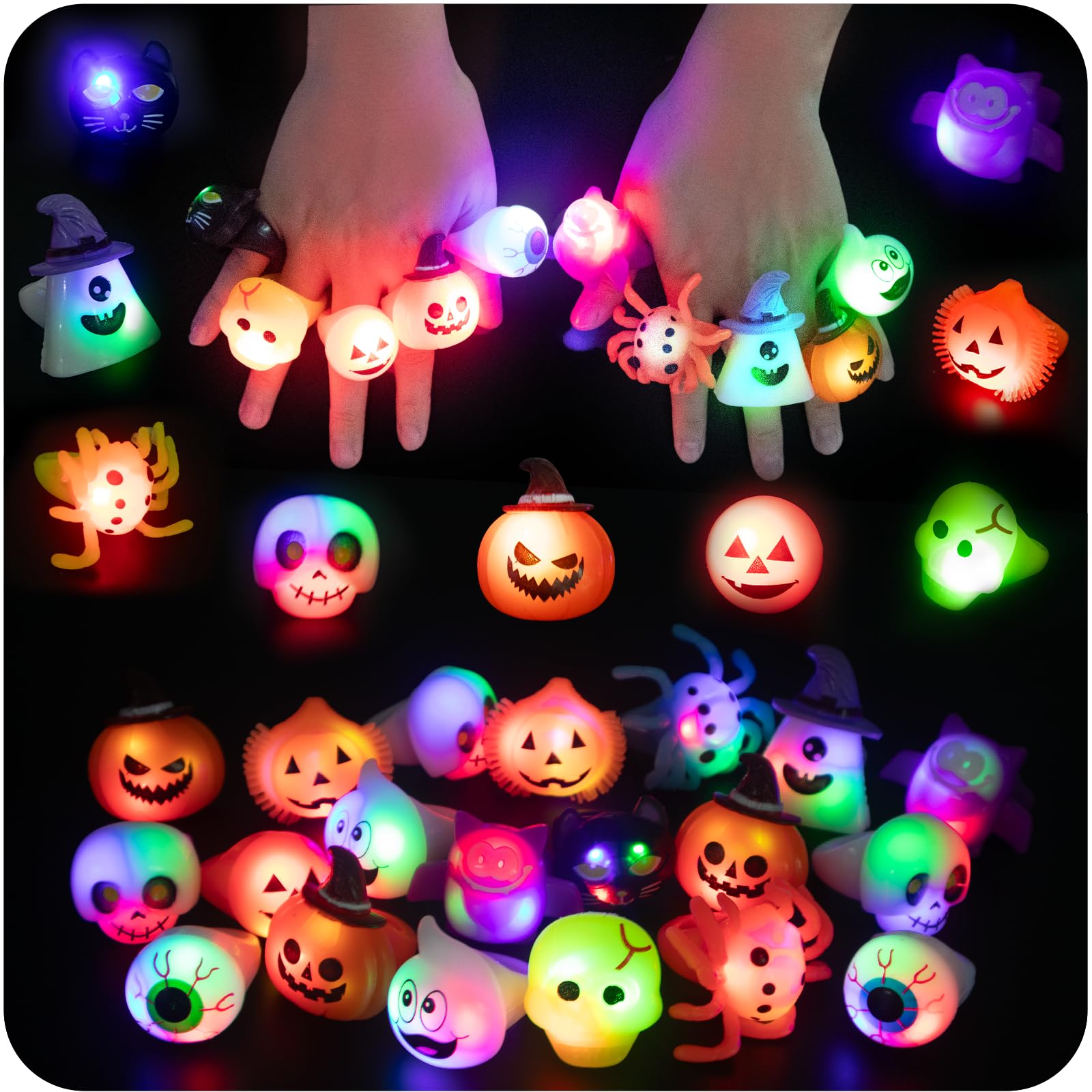 Amazon | [Waraoko] 光る指輪 ハロウィン おもちゃ 【36個入