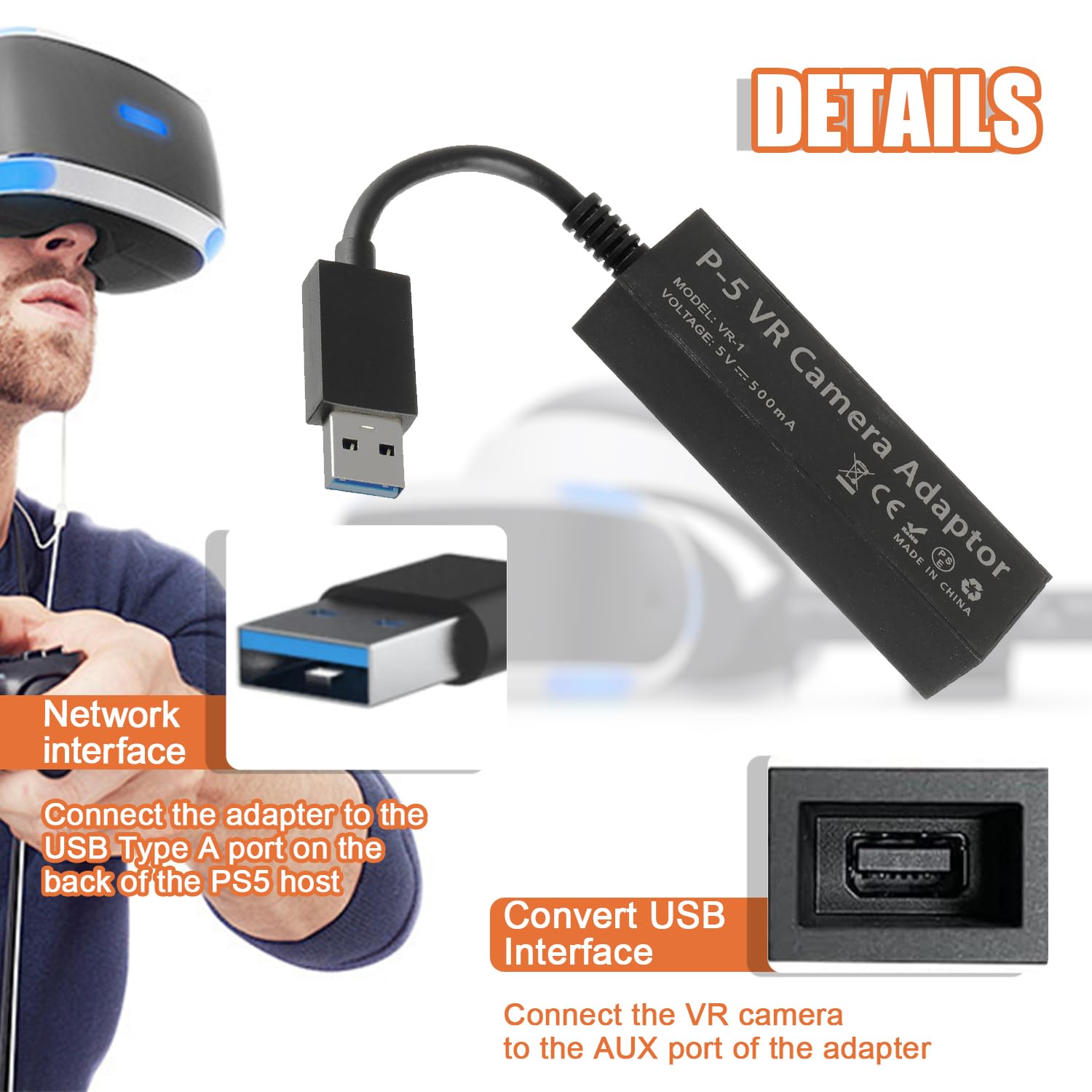 Amazon.com: JAMHER PS4 Camera Adapter | For PS5, PS VR Compatible