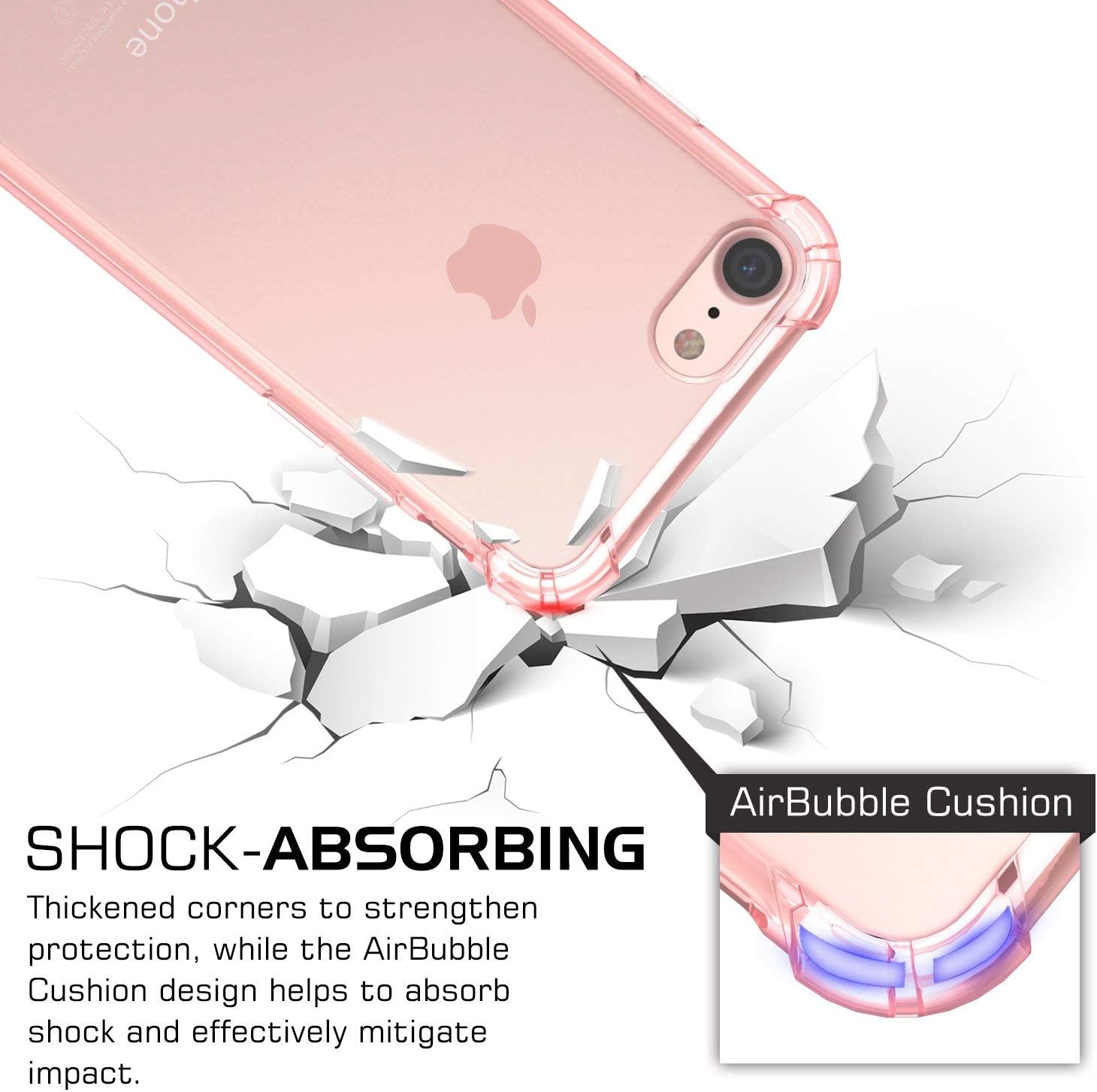 ORIbox Case Compatible with iPhone SE 2022/2020 , Compatible with iPhone 8/7 Case, with 4 Corners Shockproof Protection, Pink