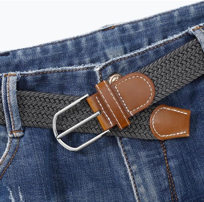 Multicolored Woven Stretch Belt for Men and Women, Braided Elastic Golf Belts Jeans Casual Pants Sport Belt - Image 5