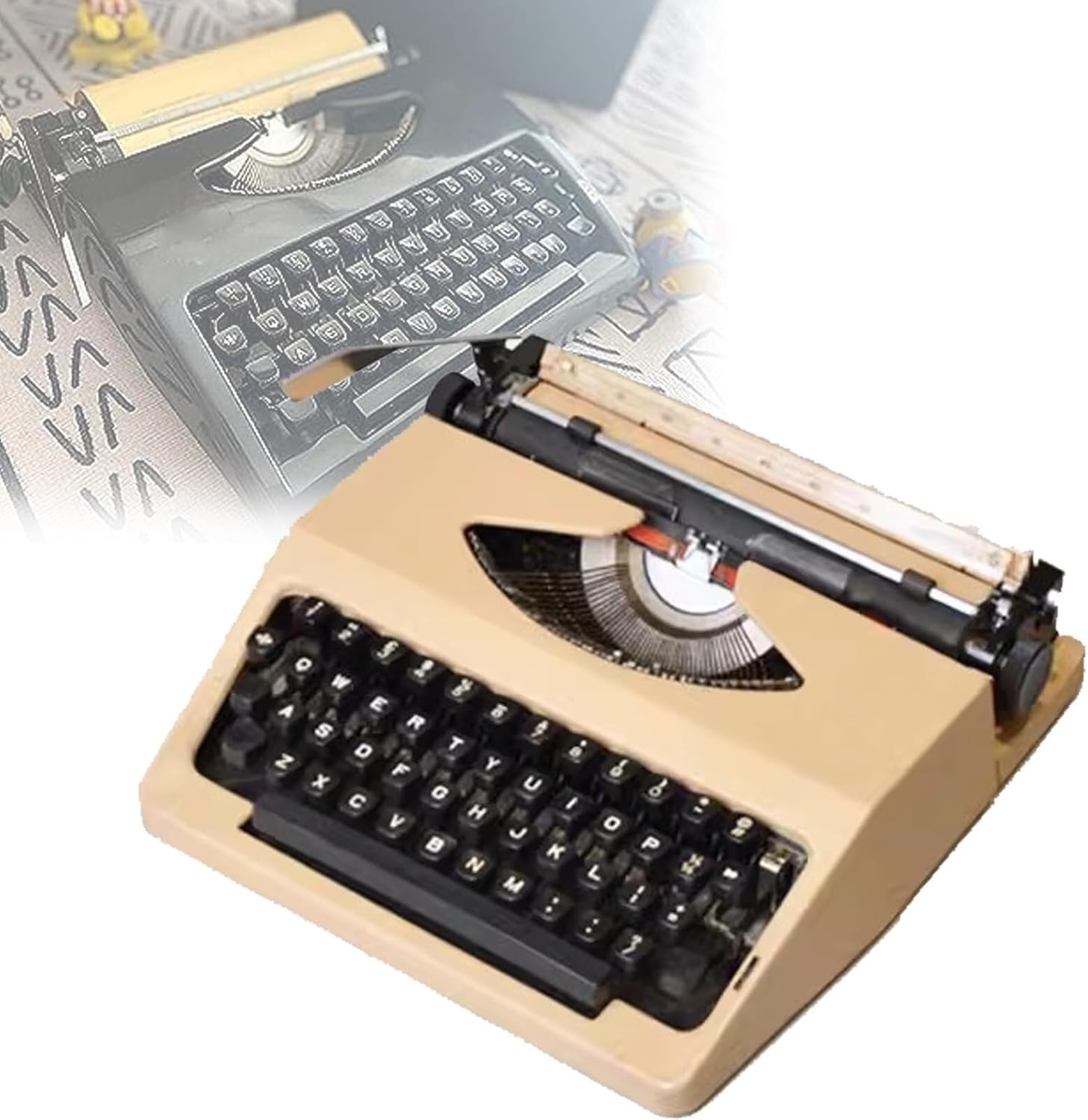 Manual Typewriter Traditional Retro Style, Portable Vintage Mechanical Typewriter for Writing Notes & Letters(Colorfulabs)