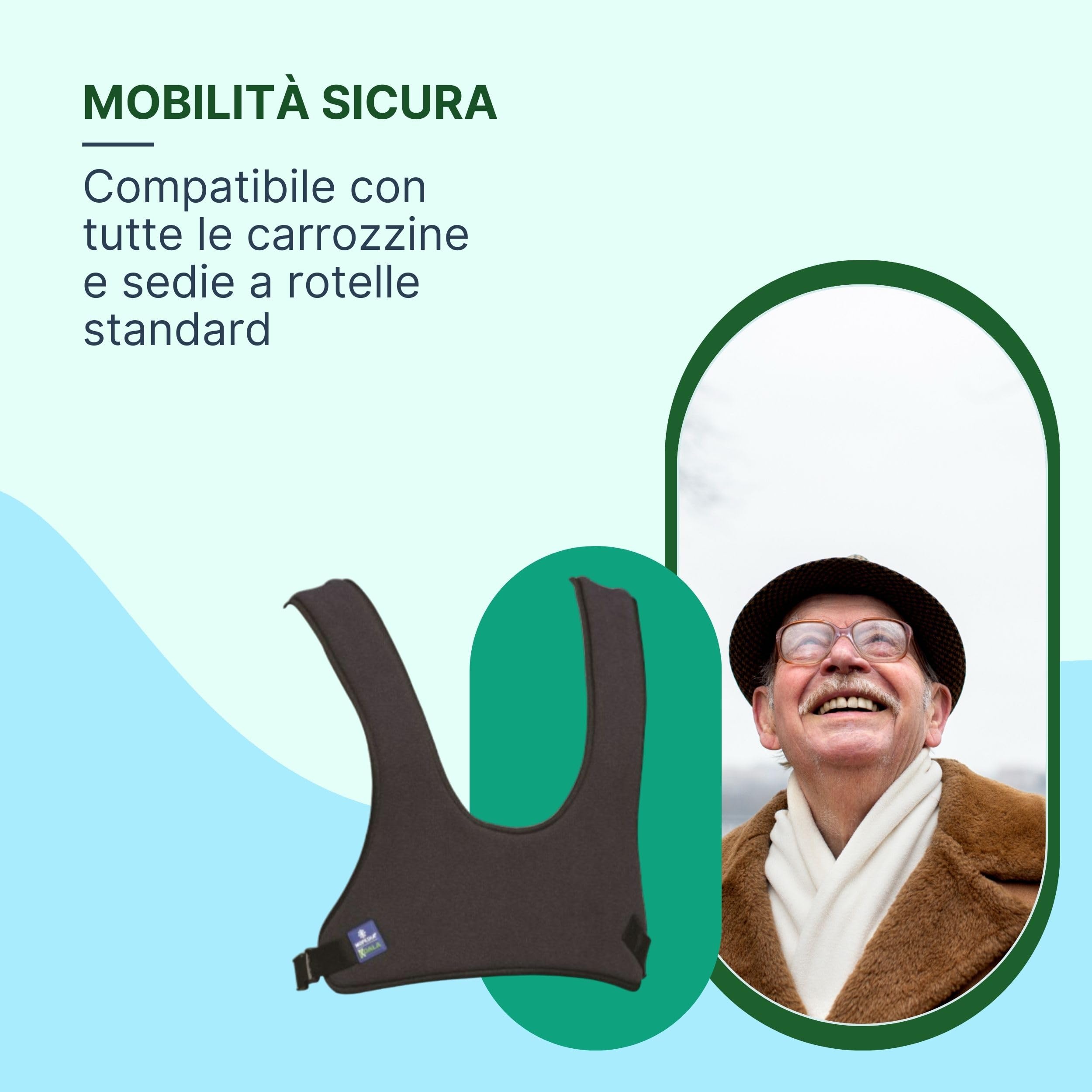 Cintura per Sedia a Rotelle Pettorale a Corpetto, Cintura Sedia Rotelle Imbottita e Regolabile con Supporto a X
