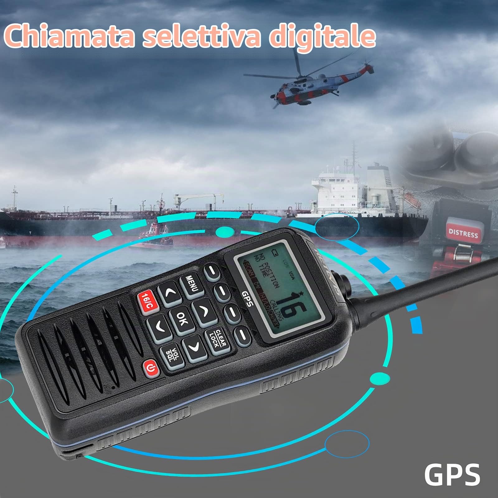Retevis RM40 Radio VHF Portátil Marina GPS, IP67 Impermeable Marine Radio | IP67 Impermeable, Profesional DSC, Bidireccional Flotante, Transceptor para Rescate, Guardacostas (Negro, 1 Pieza)