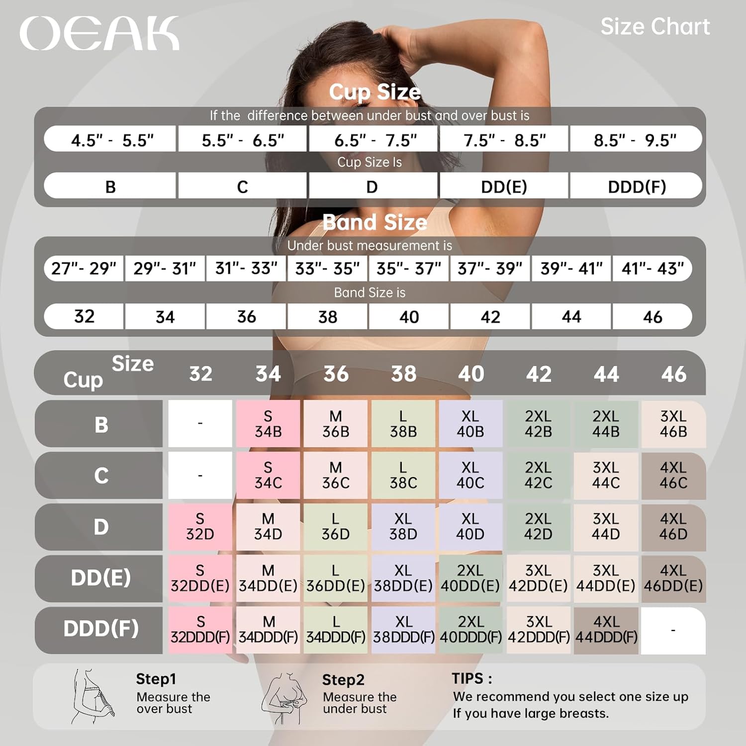 OEAK Womens Wireless Jelly Bra Plus Size Supportive Seamless Bras Full Coverage Push Up Comfortable No Underwire Tshirt Bras 3XL Nude - Image 6