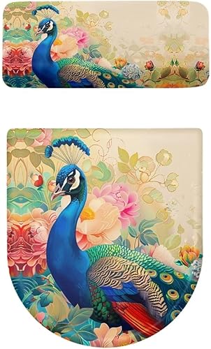 Miniatura 10 de Funda de tapa de inodoro con estampado de mármol y cubierta de tanque de inodoro, fundas de asiento de felpa suave, fundas de borde de tanque
