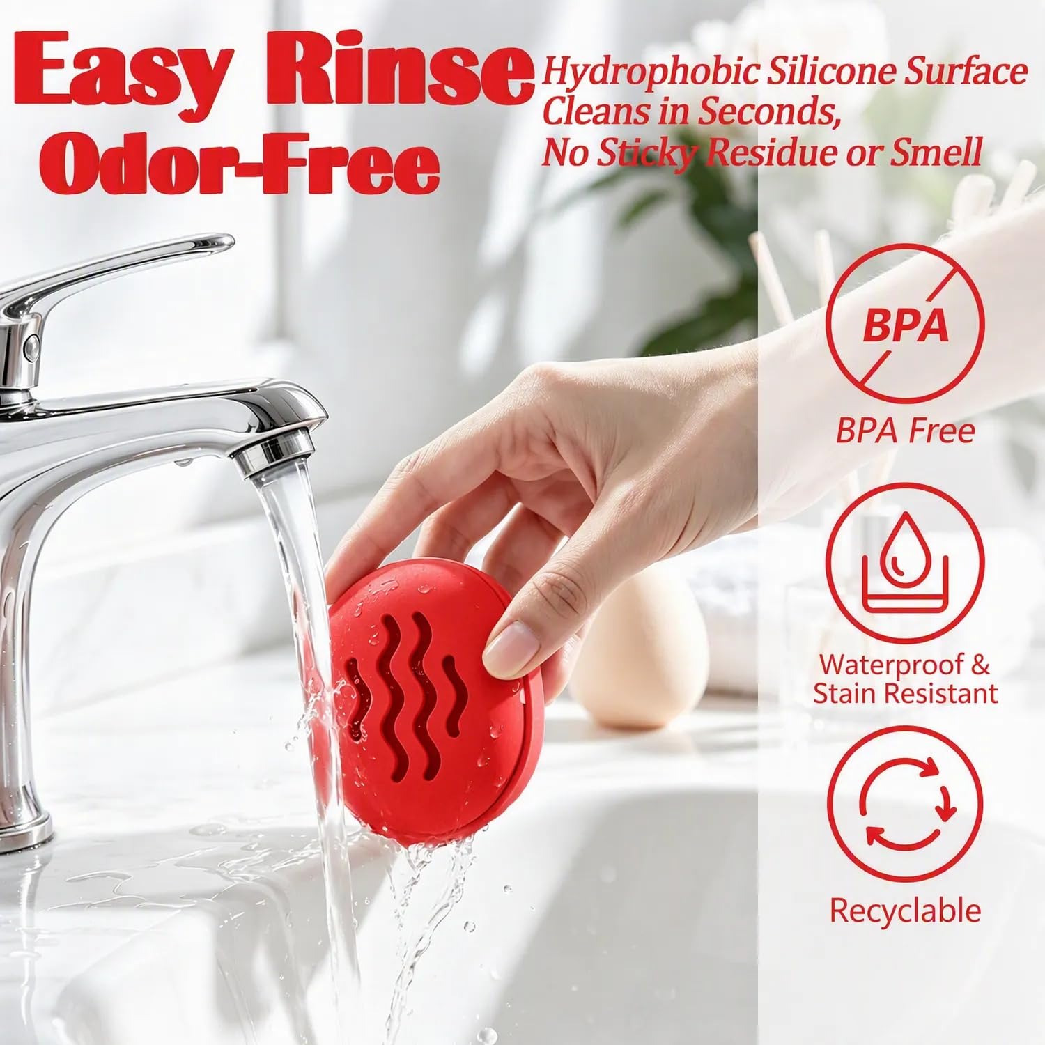 Estuche de viaje para esponja de maquillaje, soporte de silicona para licuadora de belleza con ventilación de secado rápido, organizador hueco de doble cara para esponjas húmedas/secas, sin