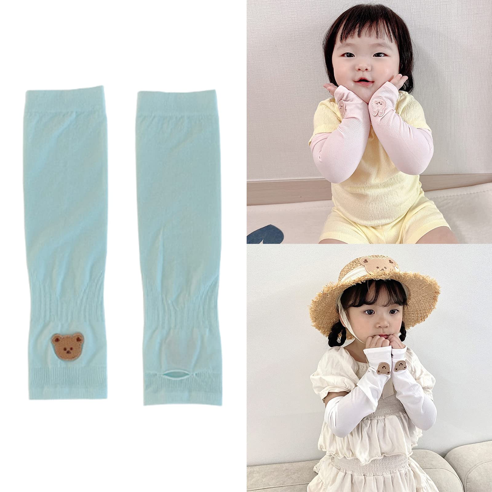 2 Pieces Kids Sun Arm Sleeves For Children 4-12 Years Soft Breathable Cooling Cover With Thumb Hole