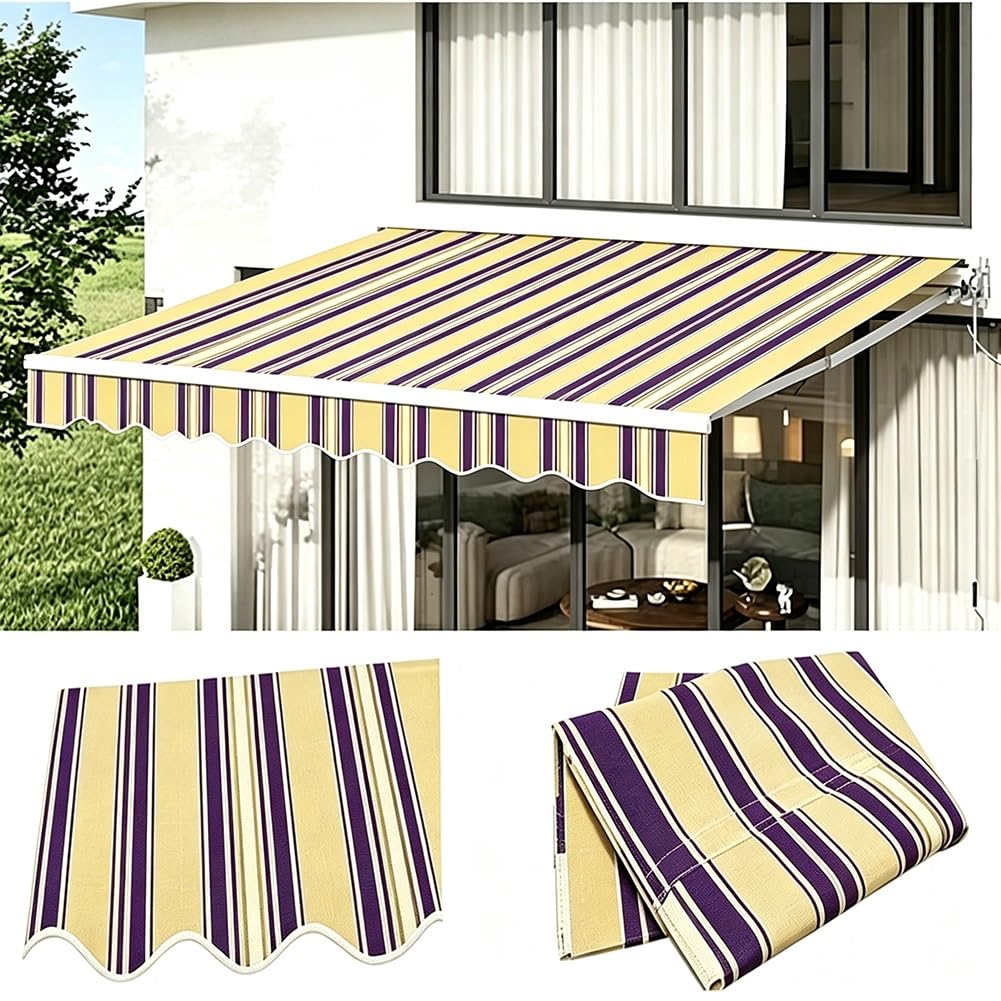 Tessuto Impermeabile di Ricambio per Tende da Sole Retrattili, Copertura Parasole per Patio, Tela a Righe per Finestre e Porte(9.2x6.5ft(280x200cm))