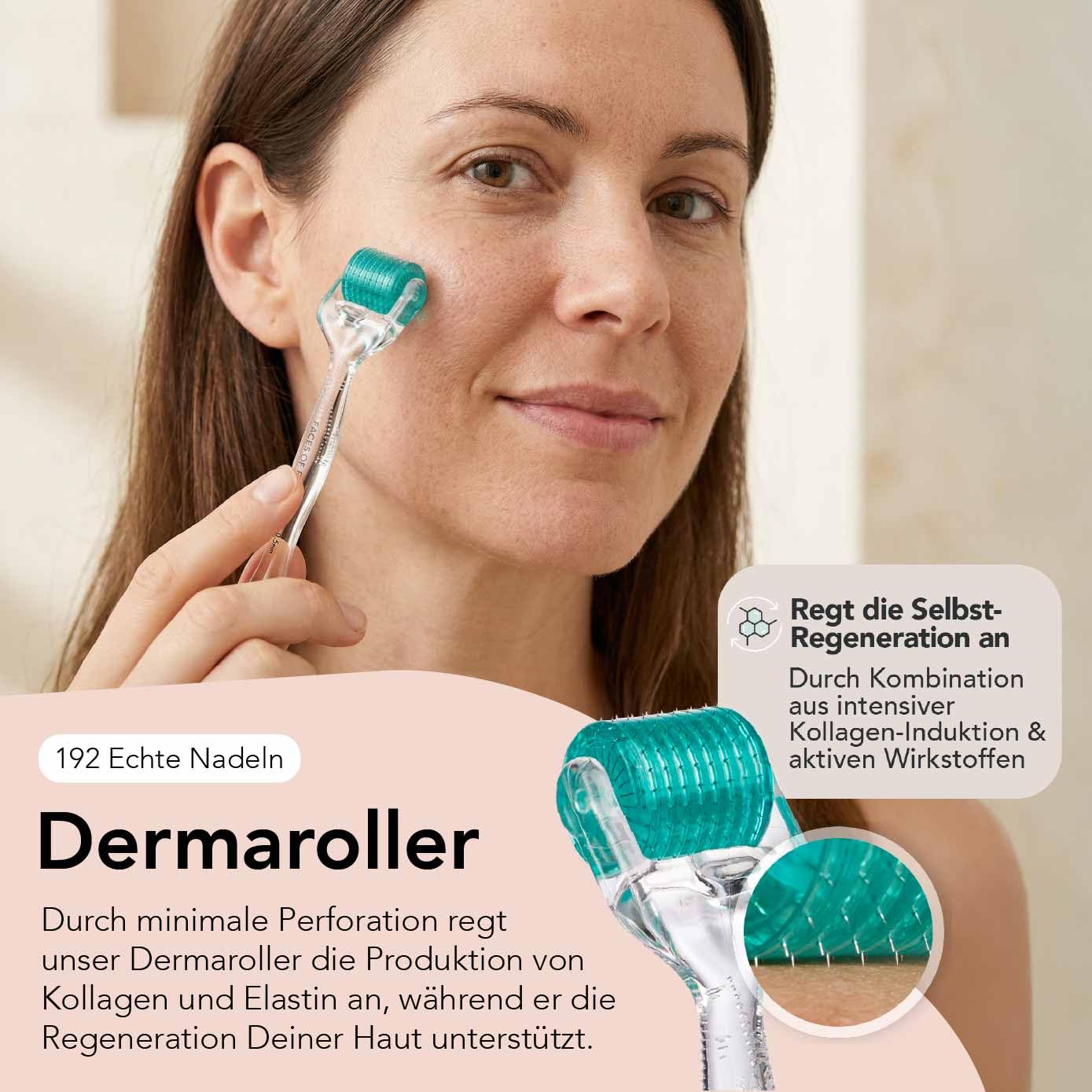 FACES OF FEY Derma roller 0,25 mm, 192 prawdziwe igły, 10% niacynamidu