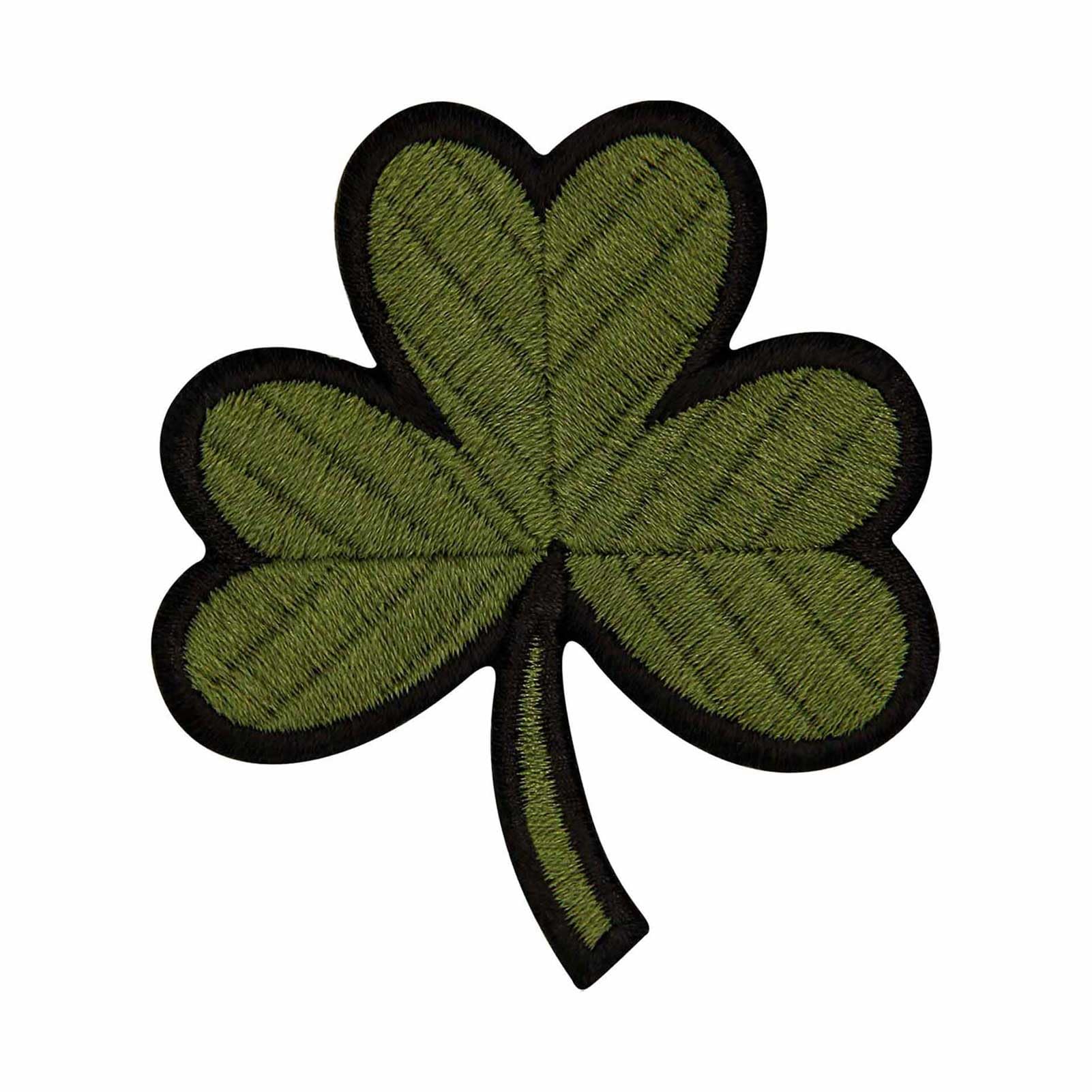 Tactical Irish Clover Patch Embroidered Applique Lucky Shamrock Iron On Sew On Ireland Emblem, Olive Drab