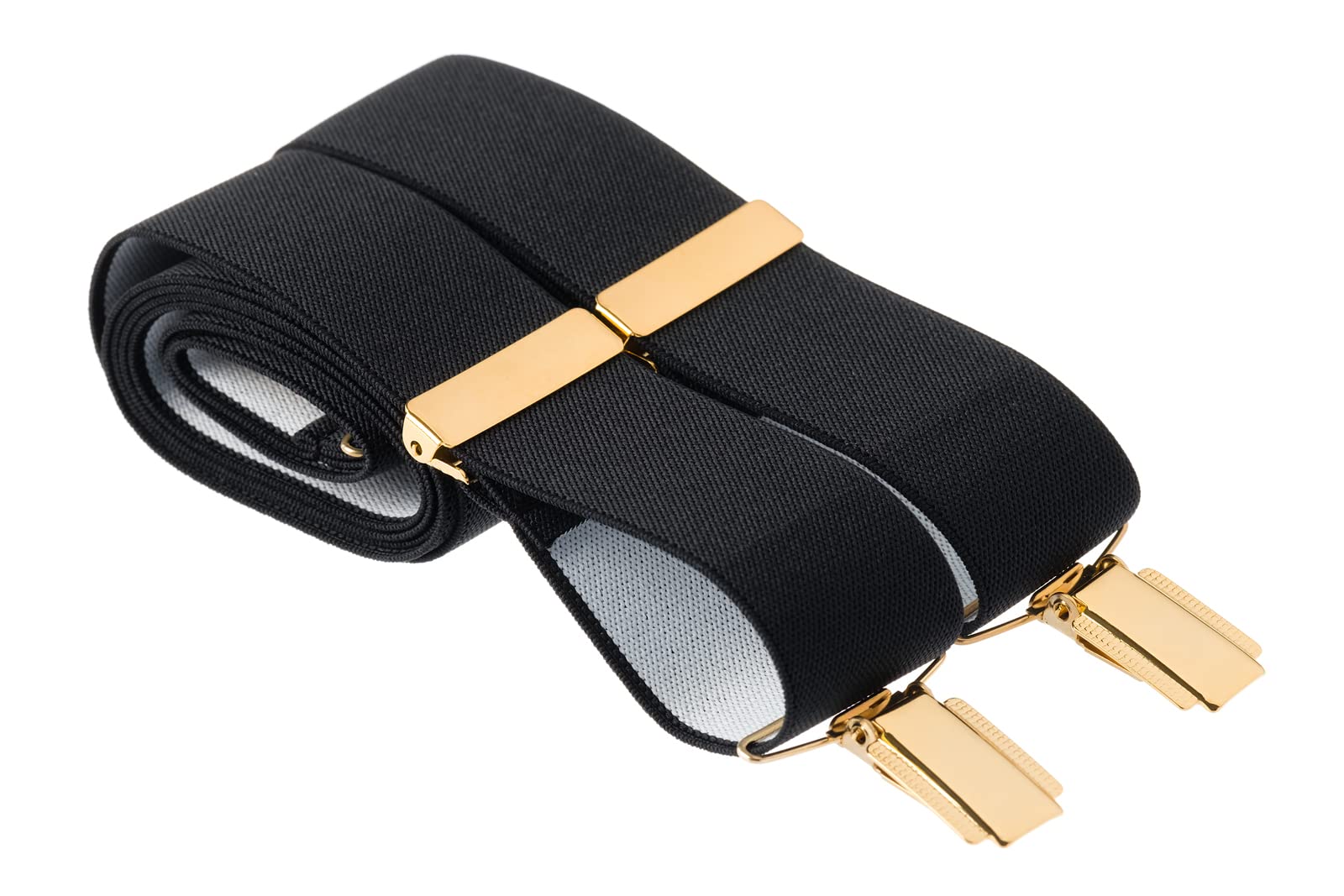 Mandittions Men's Black 2XL Braces For Trousers With 4 Gold Clips 35Mm Wide Xxl 52 Inches Long