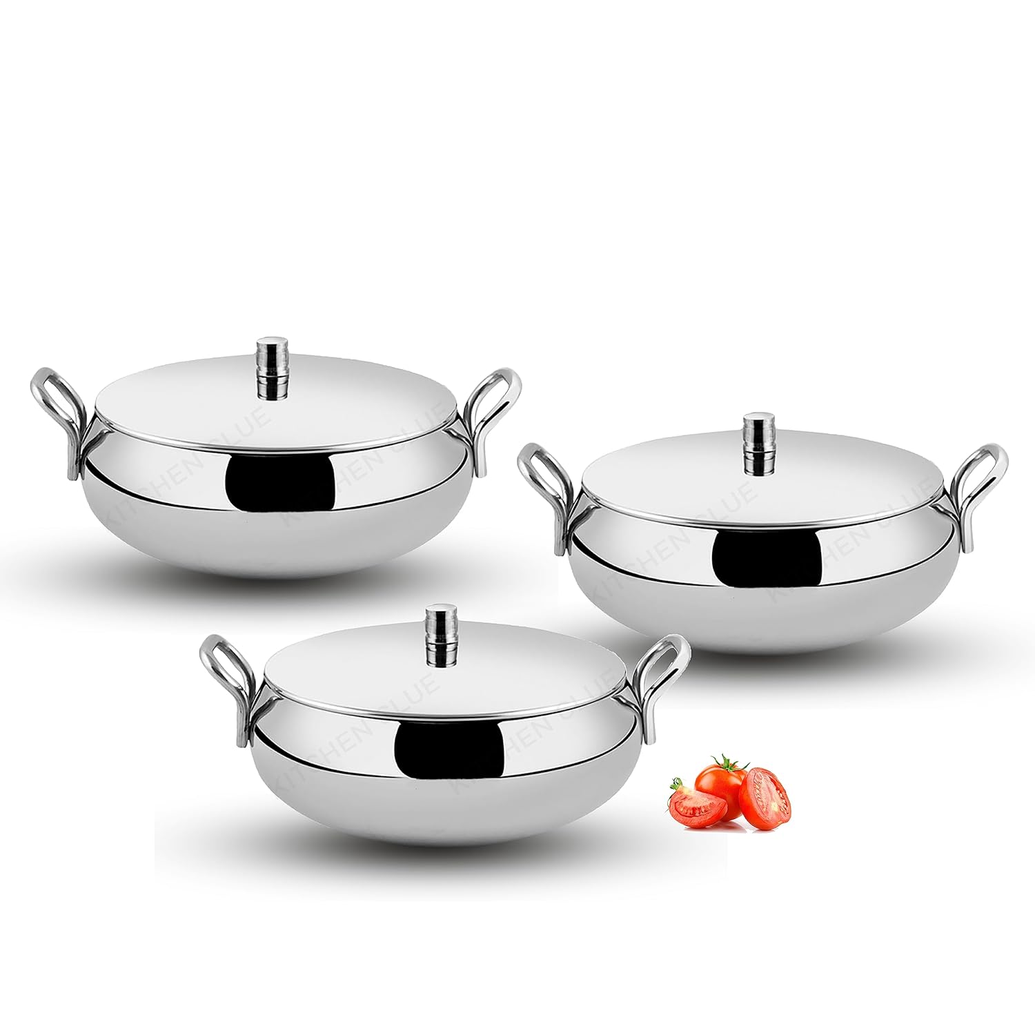 Stainless Steel Handi Bowl Set with Lid – Highly Durable & Unbreakable – Serving Cookware Set with Easy to Carry Handle – Easy to Store & Serve (Pack of 3 Pcs Handle – 1750 ML) Stainless Steel Handi Bowl Set with Lid – Highly Durable & Unbreakable – Serving Cookware Set with Easy to Carry Handle – Easy to Store & Serve (Pack of 3 Pcs Handle – 1750 ML)