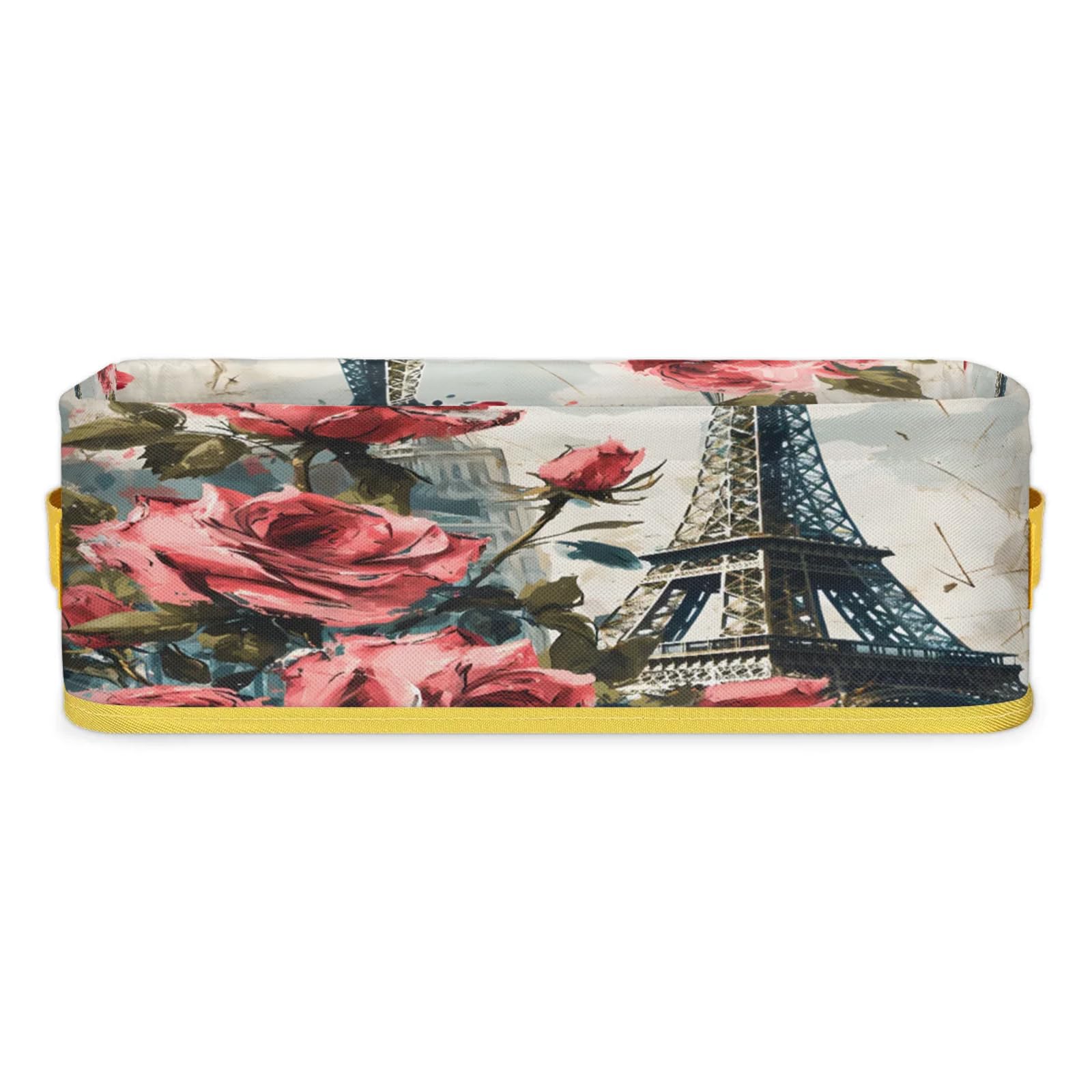 Bardic Eiffel Tower Paris Bathroom Storage Basket Waterproof Foldable Storage Bins with Handles Decorative Toilet Paper Storage Basket for Organizing for House Bathroom Toiletries Set of 2