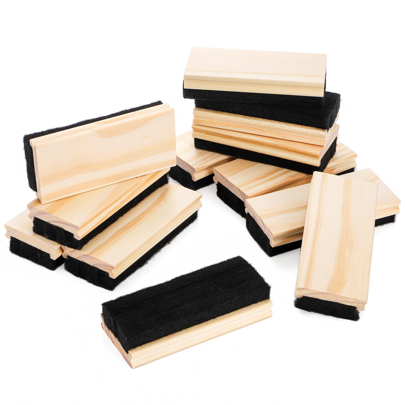 Elsjoy Lot de 12 gommes pour tableau noir, effaceur de craie en feutre de bois, nettoyeur de craie pour tableau noir, effaceur de craie en bois sans poussière, pour élèves, enseignants
