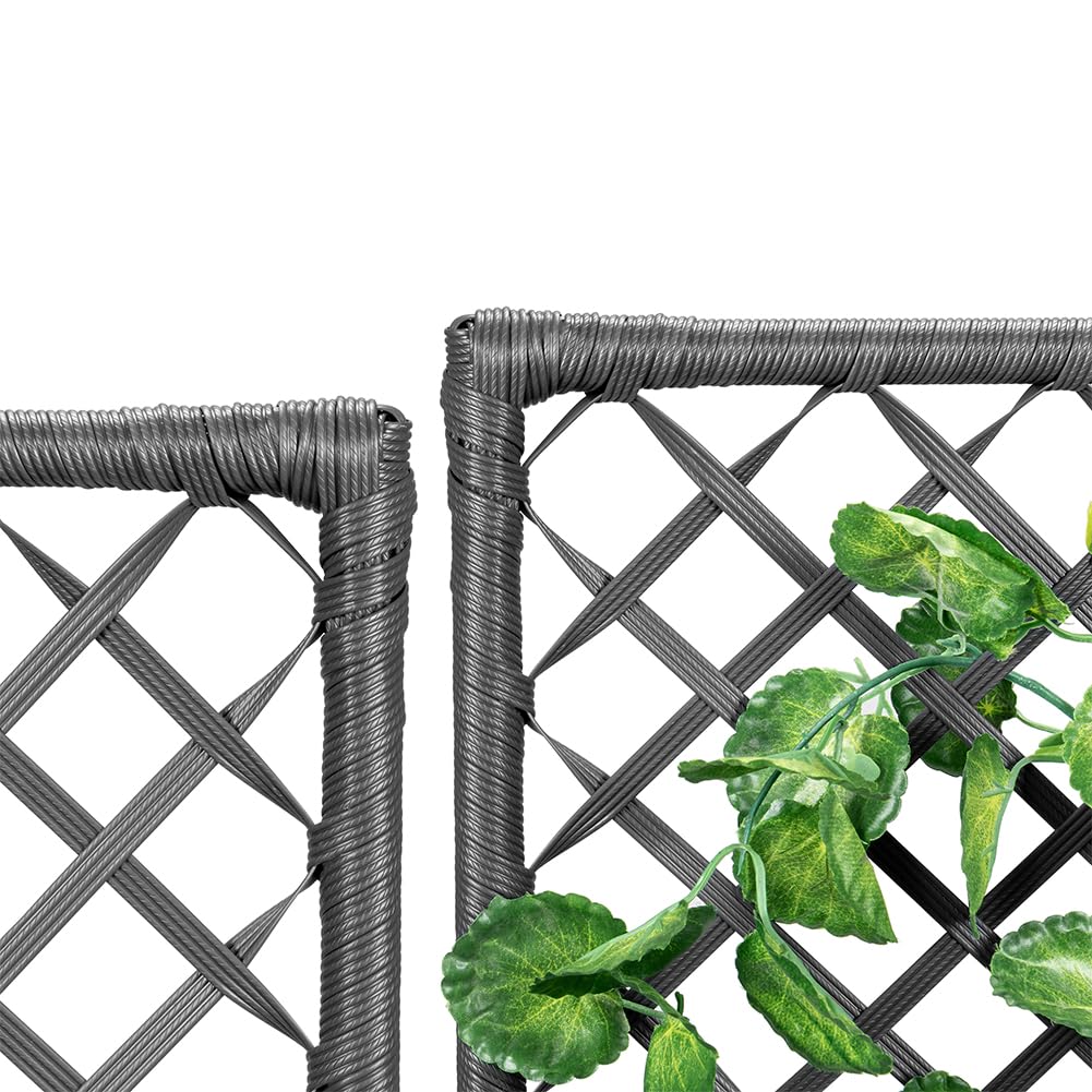 BAKAJI Jardinière à treillis en polyrotin, 3 pots amovibles, conteneurs pour plantes, potager vertical d'extérieur, design résistant aux rayons UV, jardin, balcon, terrasse, plante grimpante (gris)