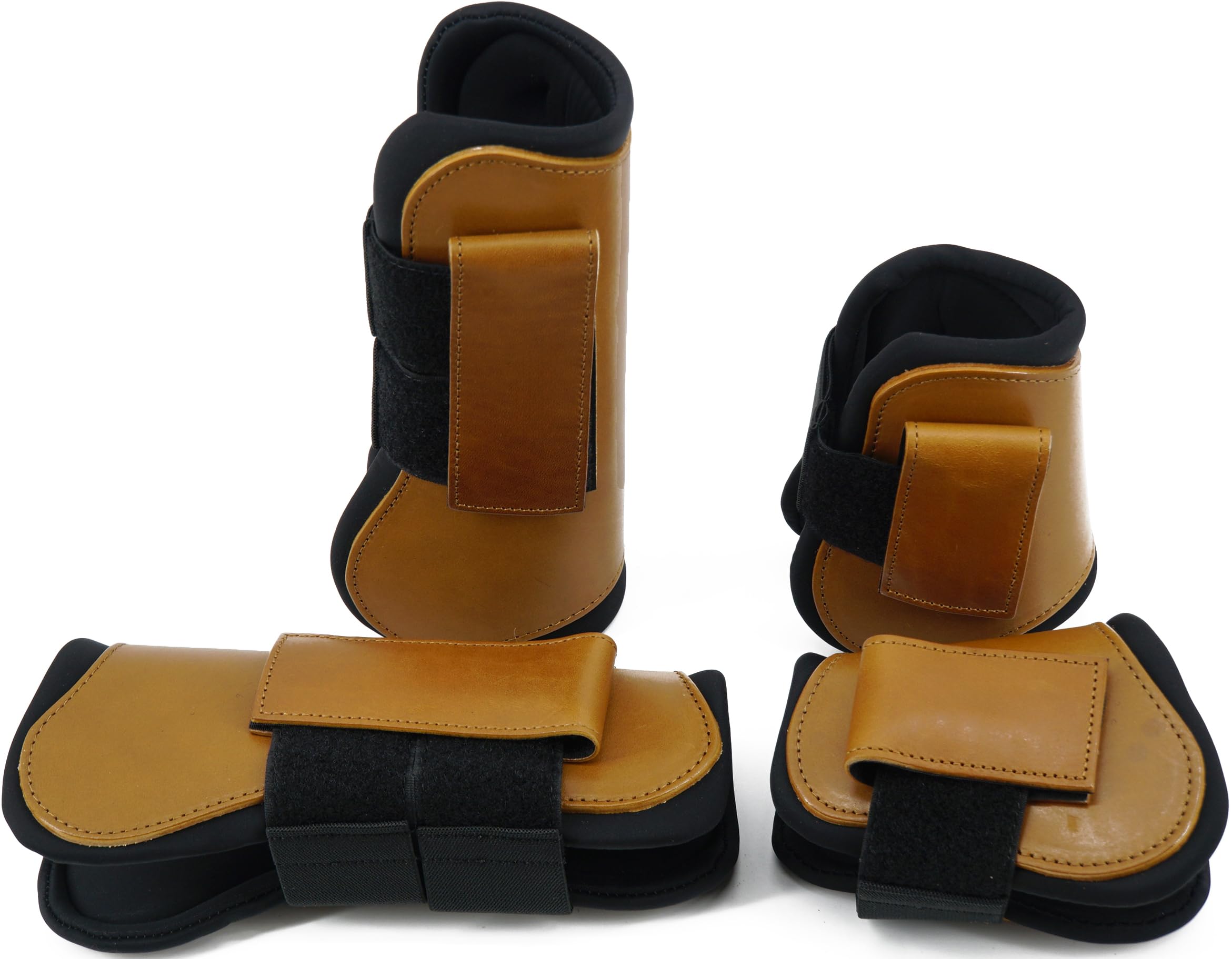 QMYBROW Horse Tendon Brushing Boots Open Front & Fetlock Boot, Brown, Cob (Medium) - Image 3