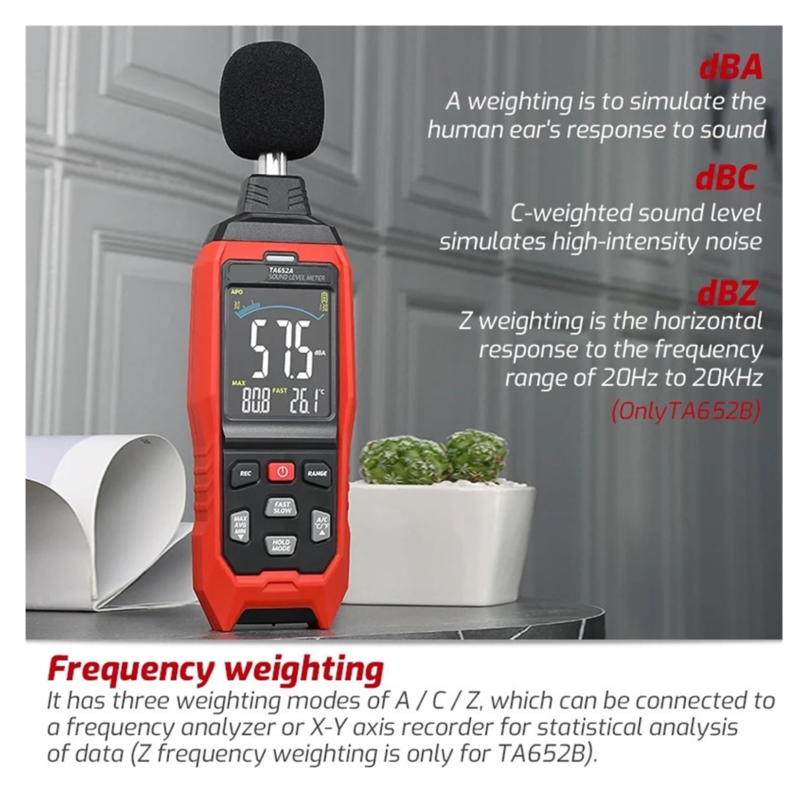 TA652A TA652B 30~130dB Rumore Decibel Rumore Tester Rilevatore di Volume Industriale Fonometro Digitale Registratore (Ta652b Trasferimento USB)