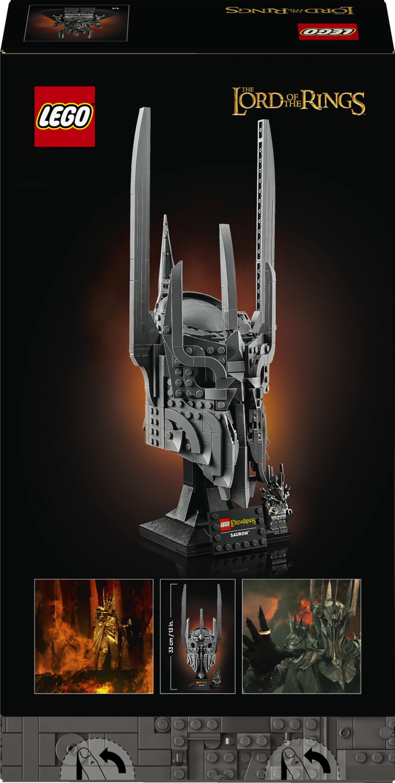 LEGO Icons El Señor de los Anillos: Casco de Sauron - Kit de Maquetas para Adultos - Minifigura Coleccionable y Anillo Único - Regalo para Hombres y Mujeres Fans de la Saga de Películas - 11373