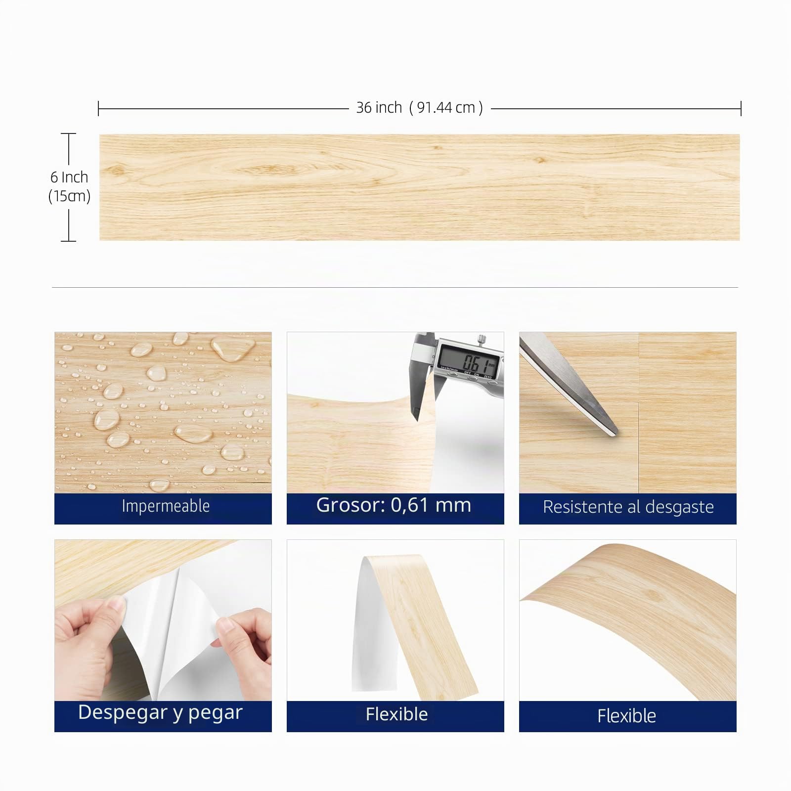 FunStick 30 Losetas Vinilo para Suelo Adhesivo Baño Habitación Beige 90×15CM Papel Suelo Madera Autoadhesivo Piso Vinilico Adhesivo Suelo Beige Pegatinas Decorativas para Azulejos de Cocina Suelos