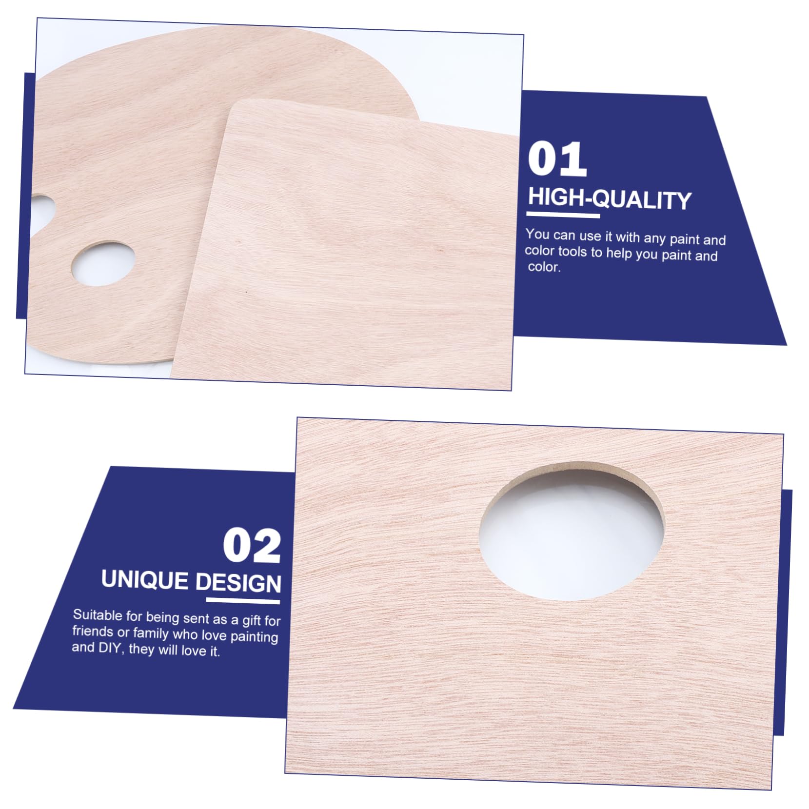 Holz Ölfarbenpalette für Schüler mit Glatter Mischschale | Beige, Künstlerbedarf zum Malen und Selbstgemacht, Handliche Form, mit 2 Stück