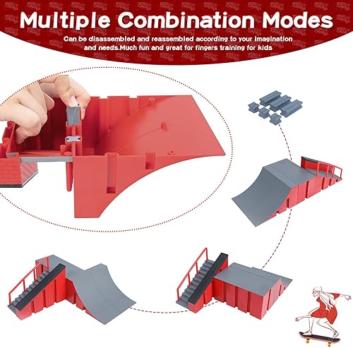 Miniatura 3 de Gr8ware Juego de rampas para patinetas para dedos, mini kit de patinaje de dedos, pista de rampa para patinaje de dedos, obstáculo con herramientas,