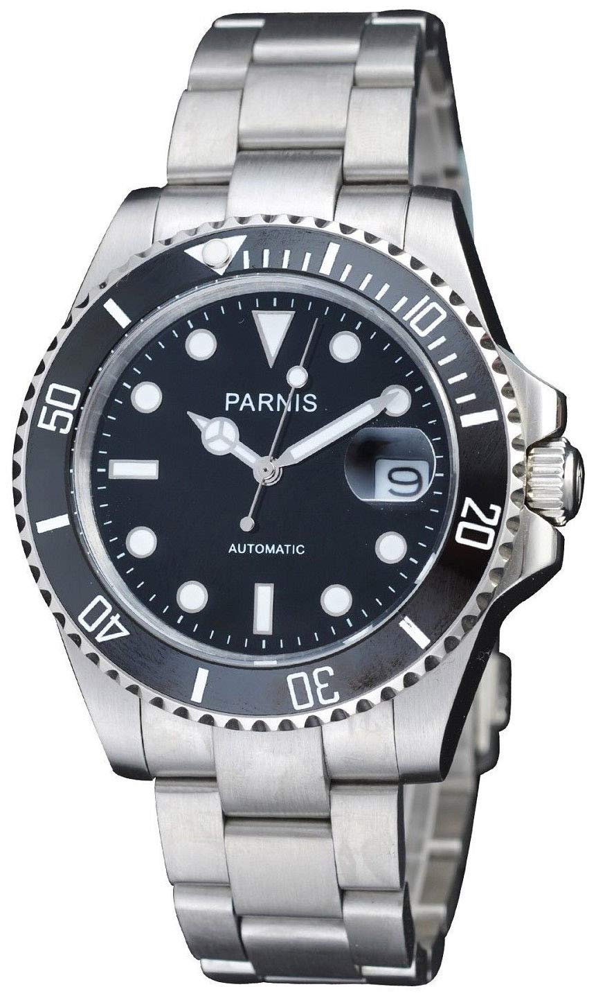 FANMIS Black Dial Sapphire Glass Ceramic Bezel Submariner Automatic Mechanical Men's Women's Silver Watch Automatic Mechanical Wrist Watches Luxury Diamond Watch Dual Calendar Luminous Watches