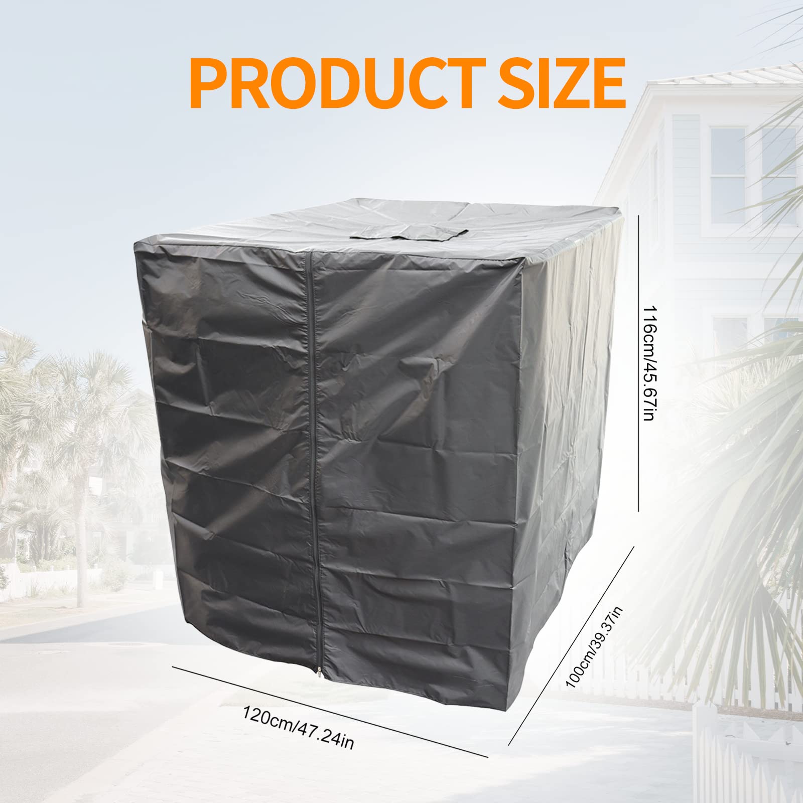 Abdeckplane für 1000 l IBC Tank, Wassertankabdeckung, Anti UV Anti Staub  Abdeckung, Behälter IBC Tank Schutzabdeckung, 120 x 100 x 116 cm, Schwarz