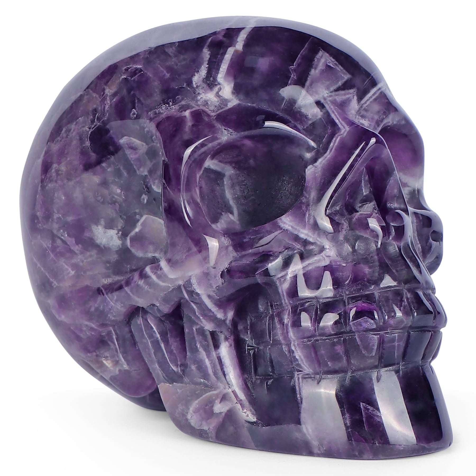 天然石アメジストの原石スカル 置物 鉱物 彫物NO.032102