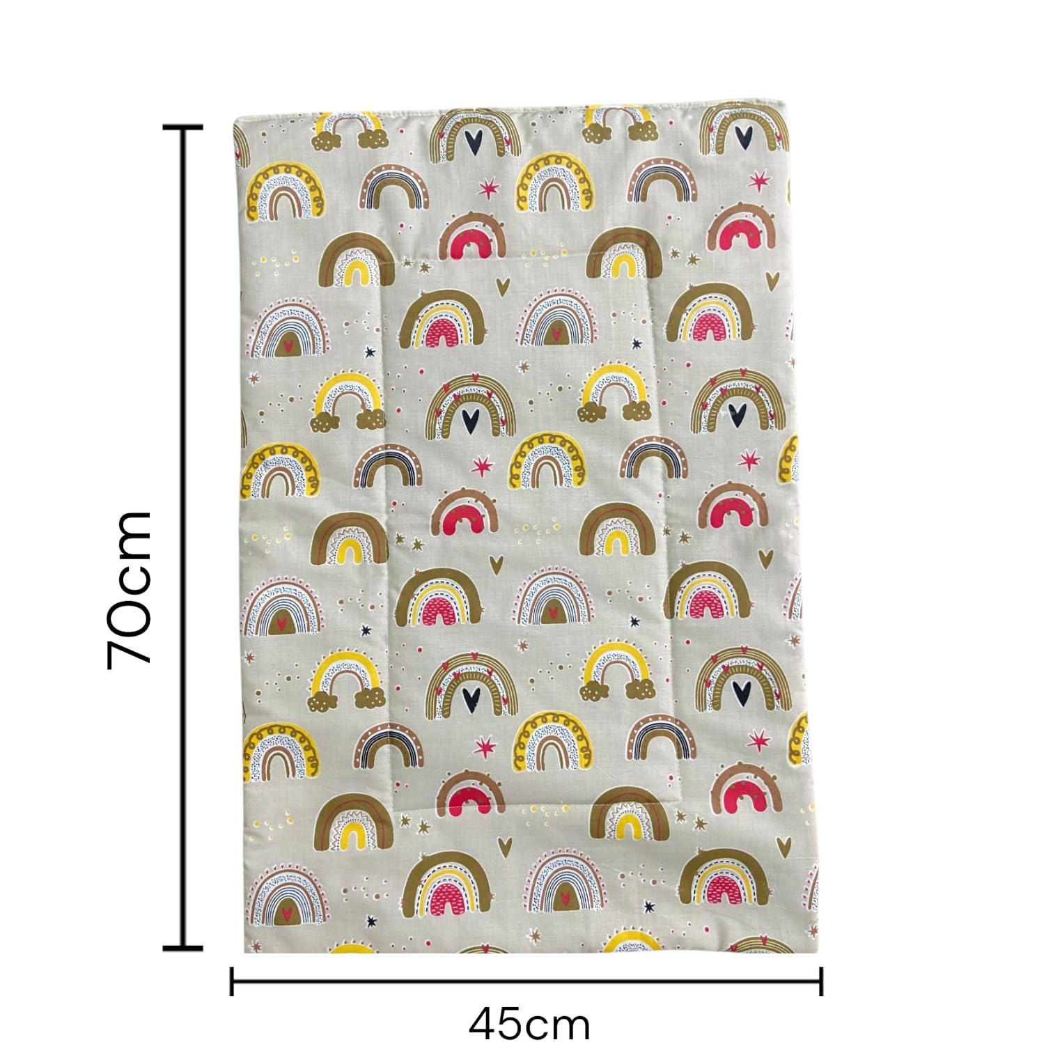 Fabrify 100% Cotton Newborn Baby Thin Mattress, Baby Bed, Mattress, Rajai, Bedsheet Combo Set Soft Cotton godadi, Godari, Baby Bed, Crib Sheet (0-6 Months, Multi Color) (Pack of 4) (Heart Design) 1
